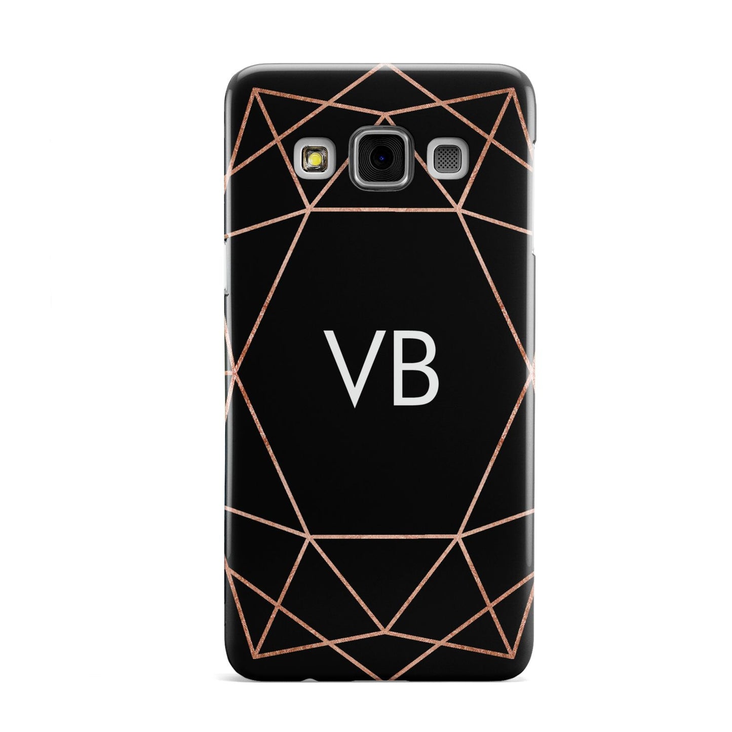 Personalised Black Rose Gold Initials Geometric Samsung Galaxy A3 Case