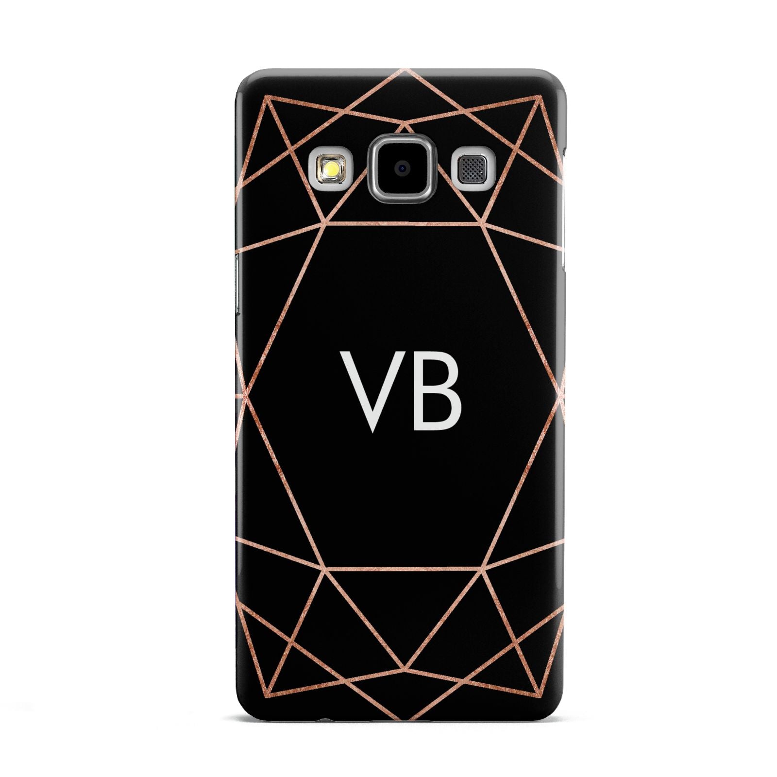 Personalised Black Rose Gold Initials Geometric Samsung Galaxy A5 Case