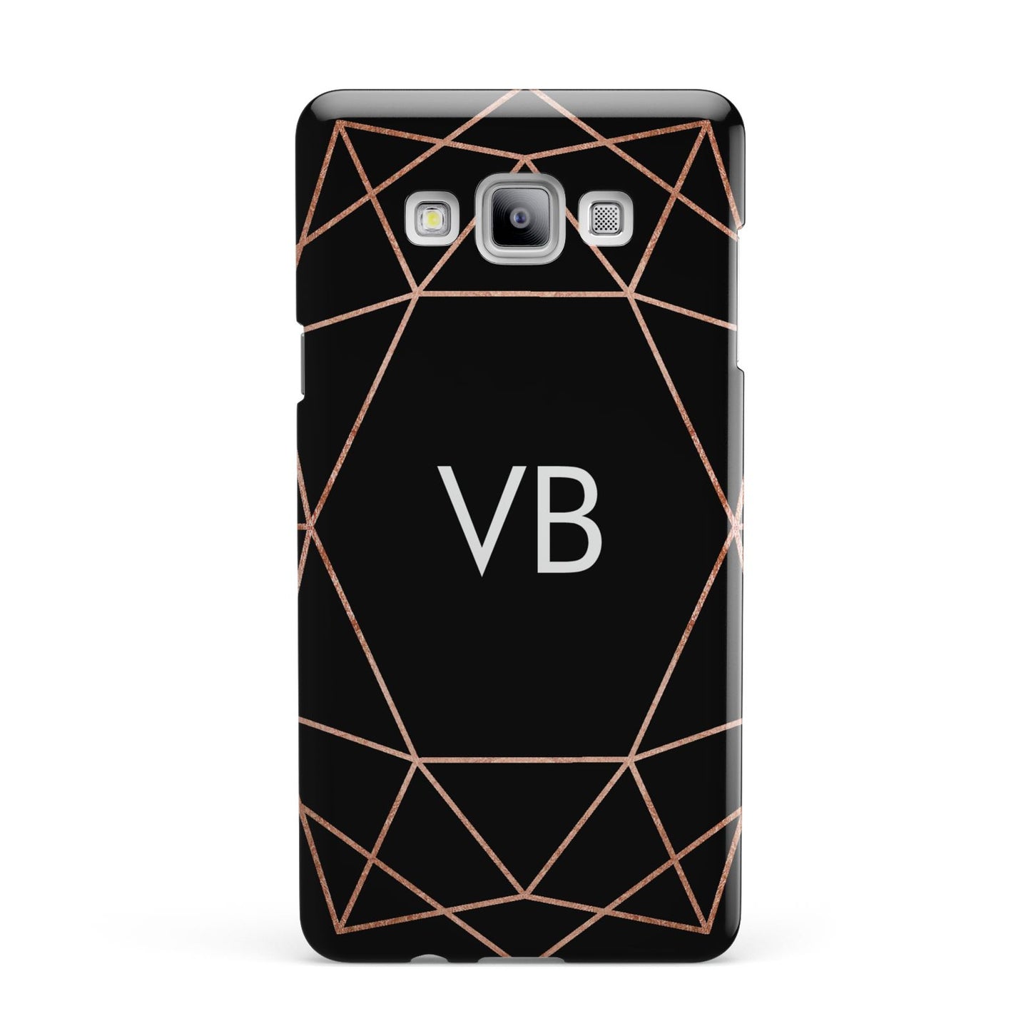 Personalised Black Rose Gold Initials Geometric Samsung Galaxy A7 2015 Case