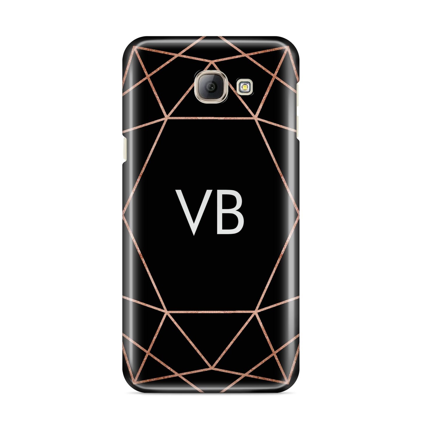 Personalised Black Rose Gold Initials Geometric Samsung Galaxy A8 2016 Case