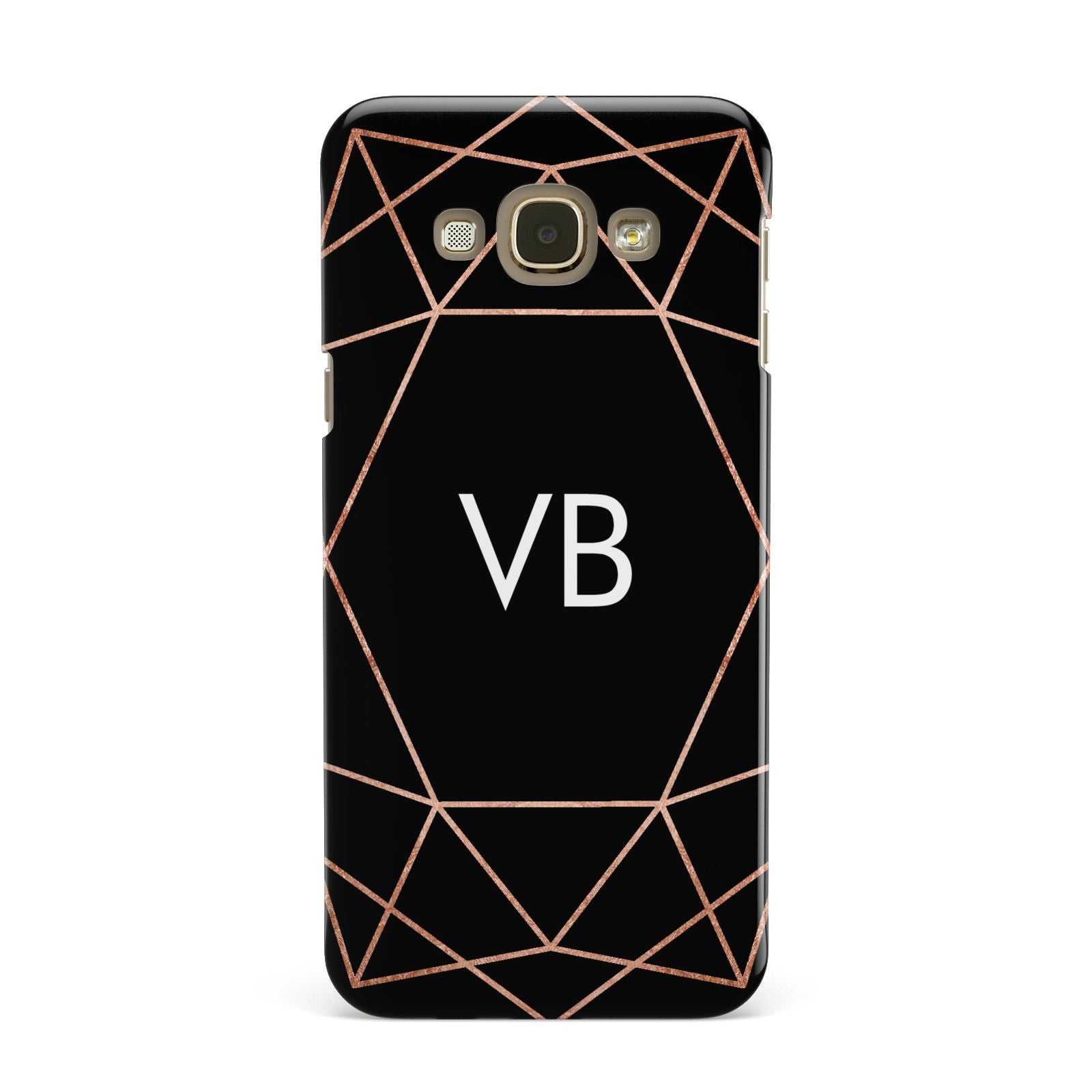 Personalised Black Rose Gold Initials Geometric Samsung Galaxy A8 Case