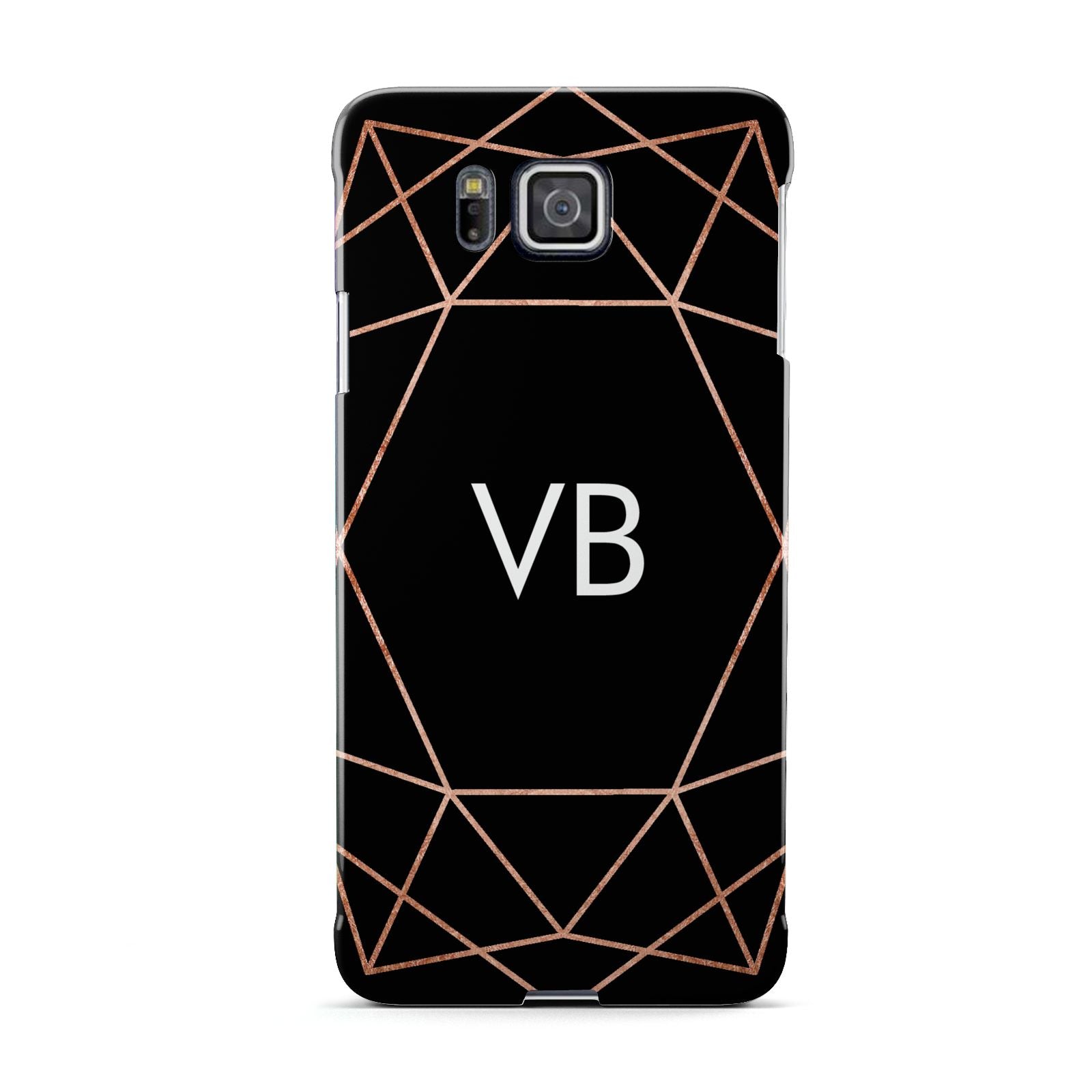 Personalised Black Rose Gold Initials Geometric Samsung Galaxy Alpha Case