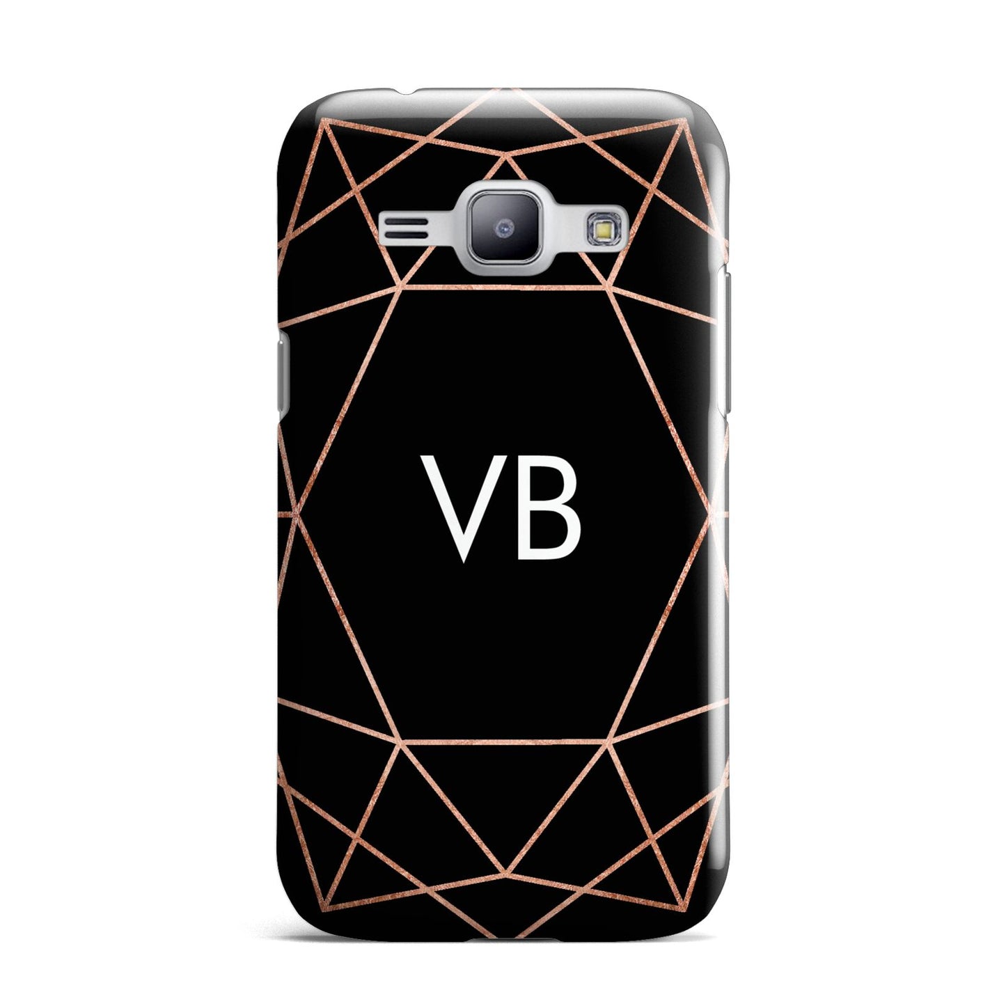 Personalised Black Rose Gold Initials Geometric Samsung Galaxy J1 2015 Case