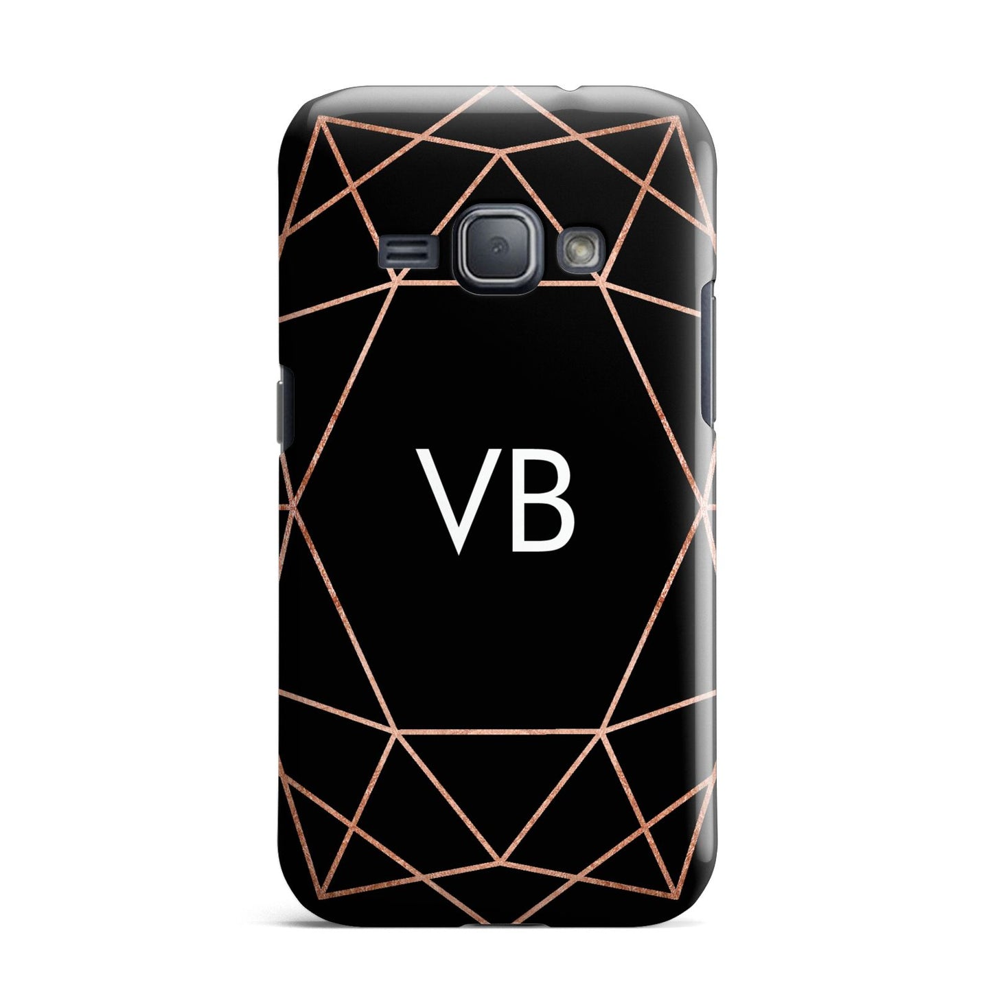 Personalised Black Rose Gold Initials Geometric Samsung Galaxy J1 2016 Case