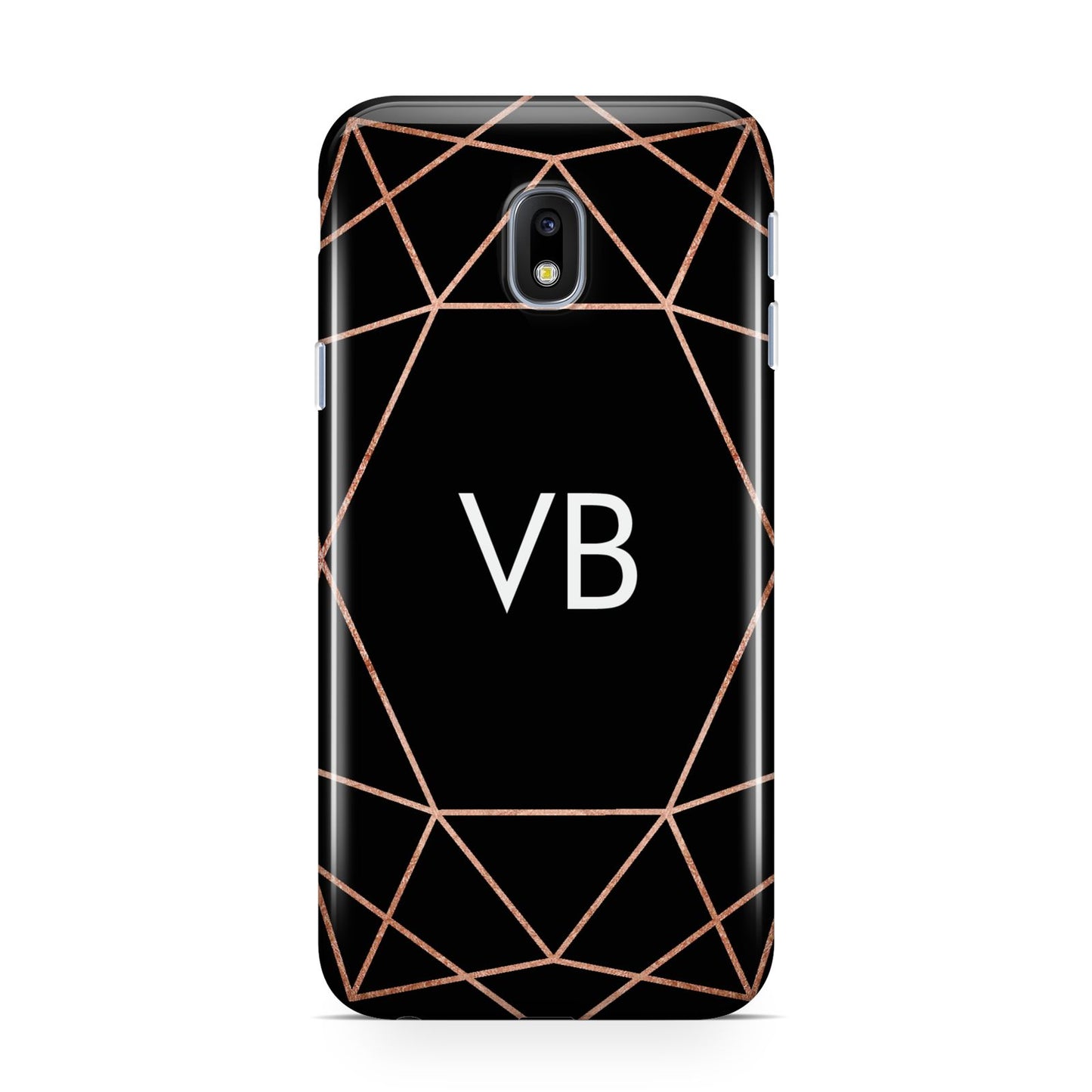 Personalised Black Rose Gold Initials Geometric Samsung Galaxy J3 2017 Case