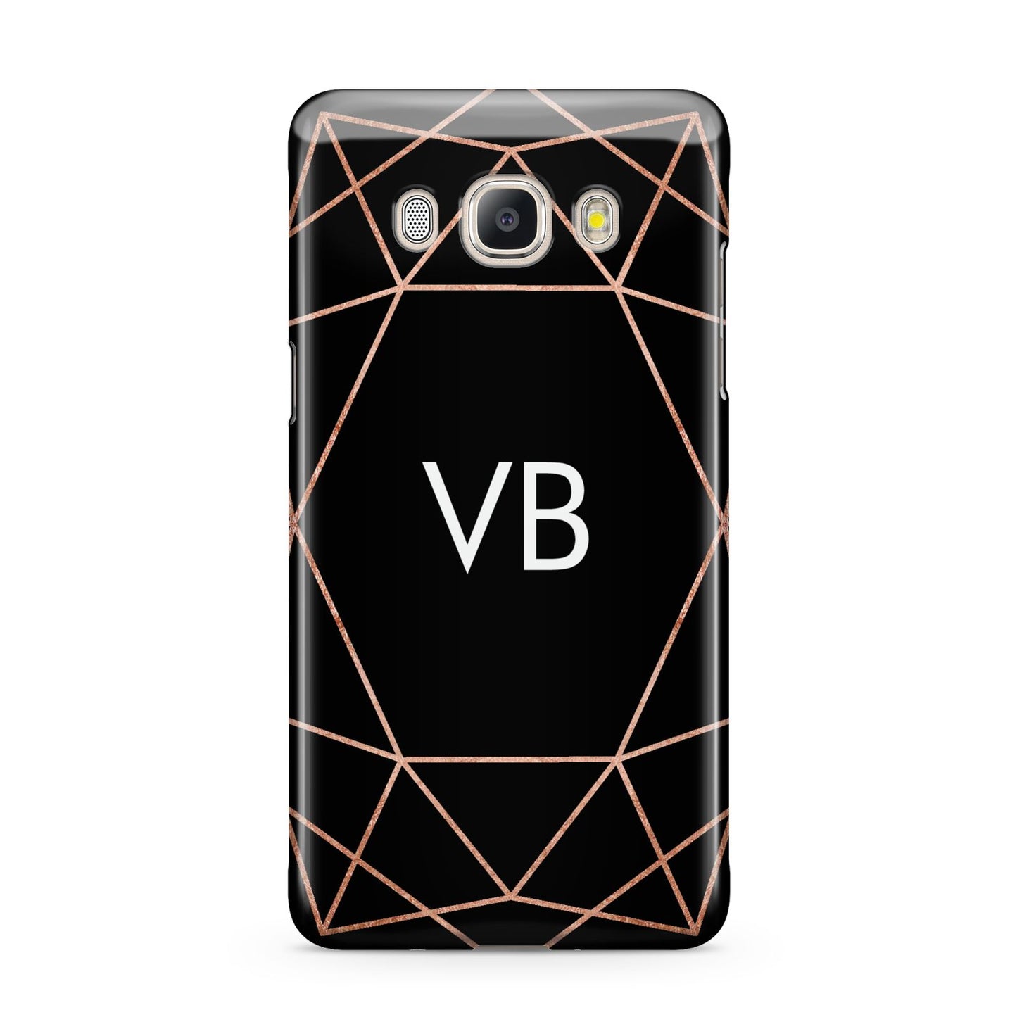 Personalised Black Rose Gold Initials Geometric Samsung Galaxy J5 2016 Case