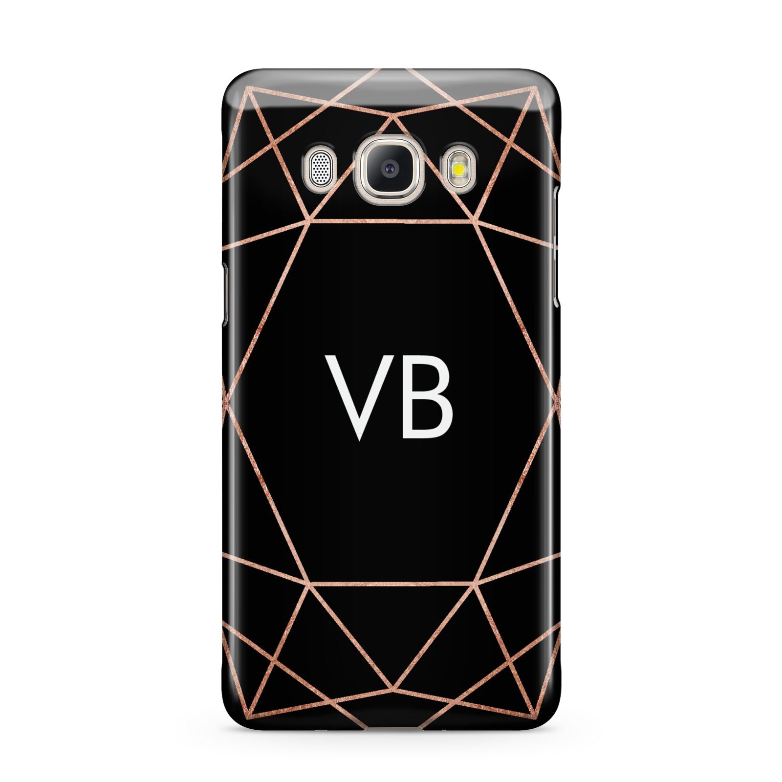 Personalised Black Rose Gold Initials Geometric Samsung Galaxy J5 2016 Case