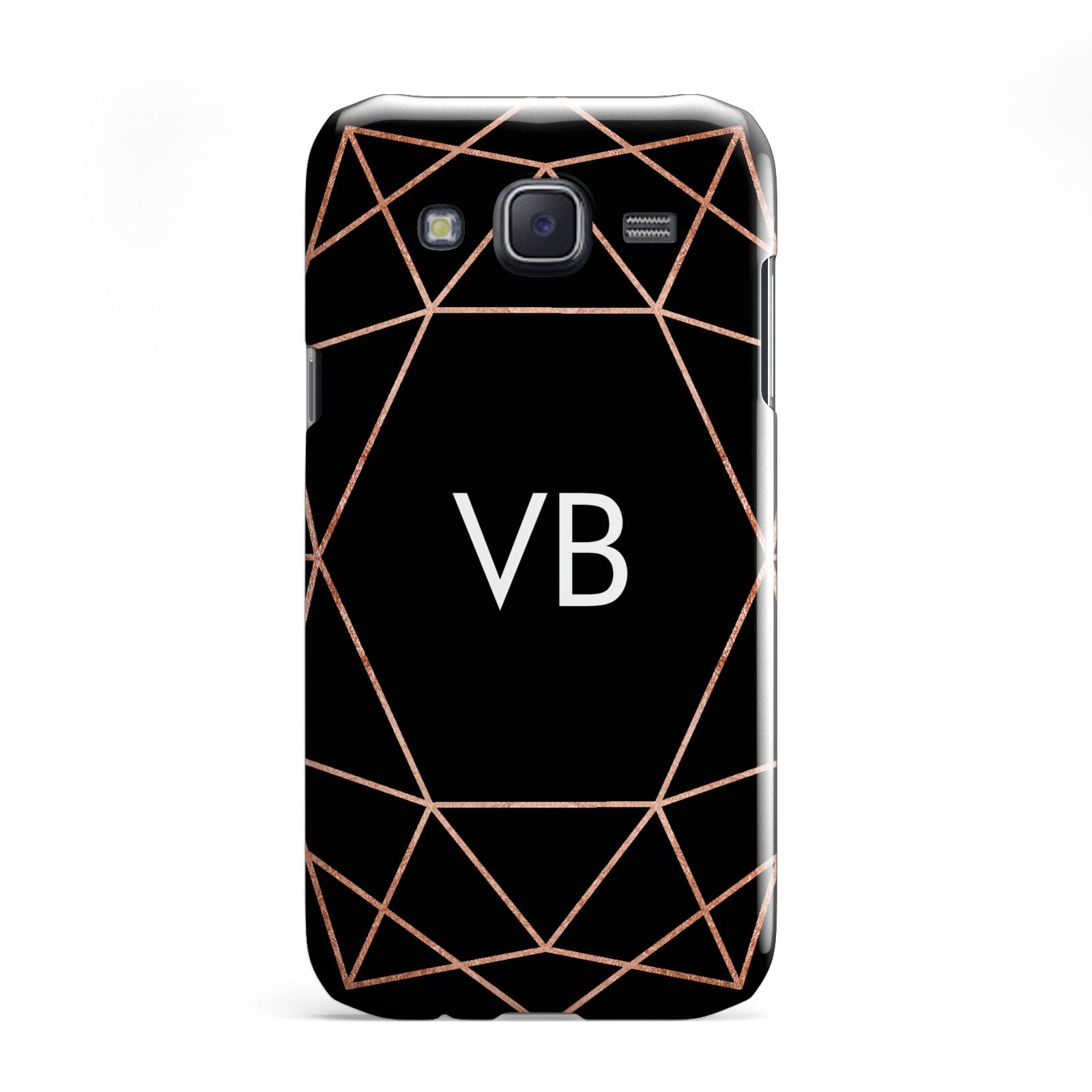 Personalised Black Rose Gold Initials Geometric Samsung Galaxy J5 Case