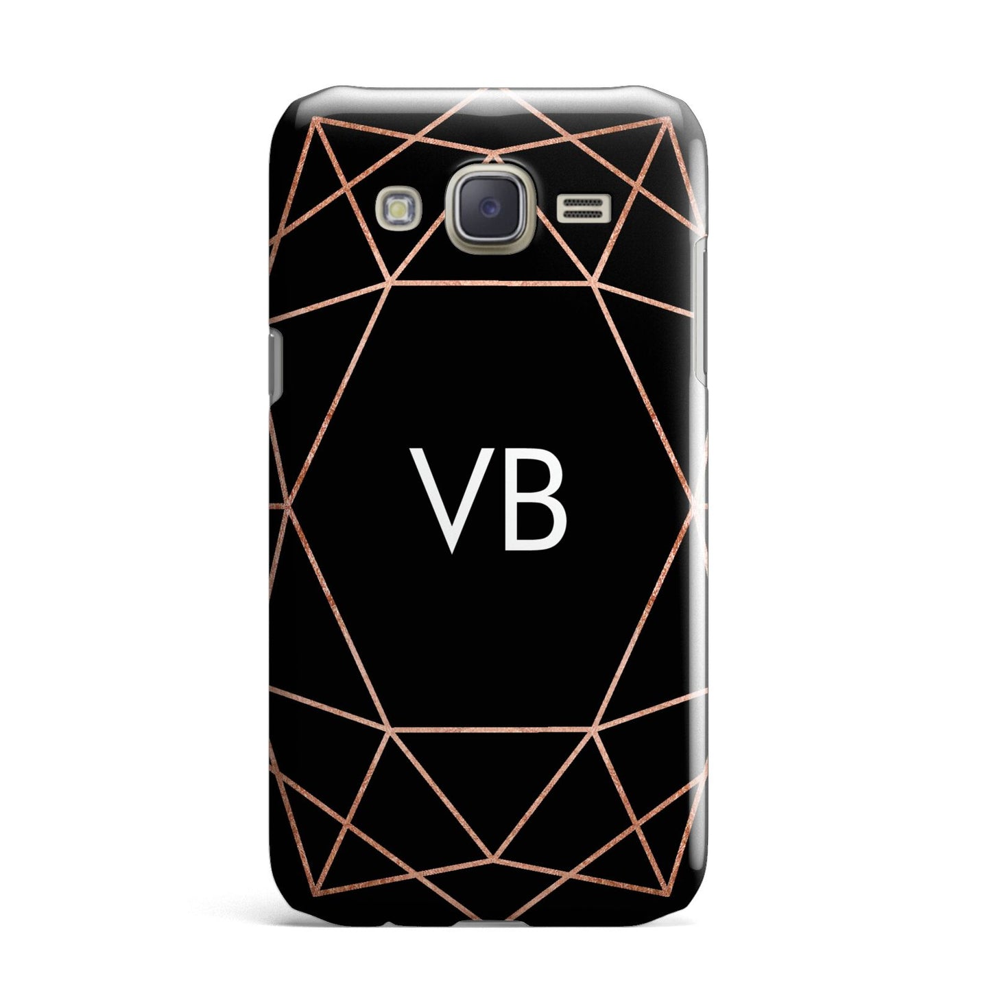 Personalised Black Rose Gold Initials Geometric Samsung Galaxy J7 Case