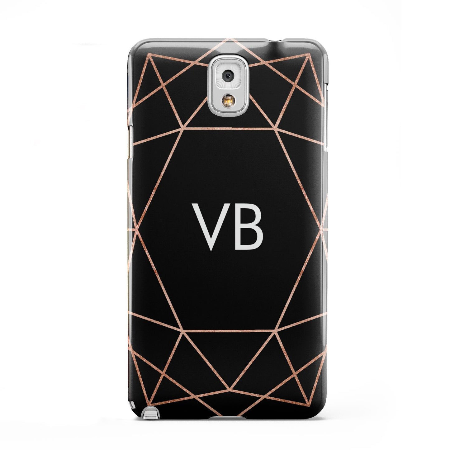 Personalised Black Rose Gold Initials Geometric Samsung Galaxy Note 3 Case