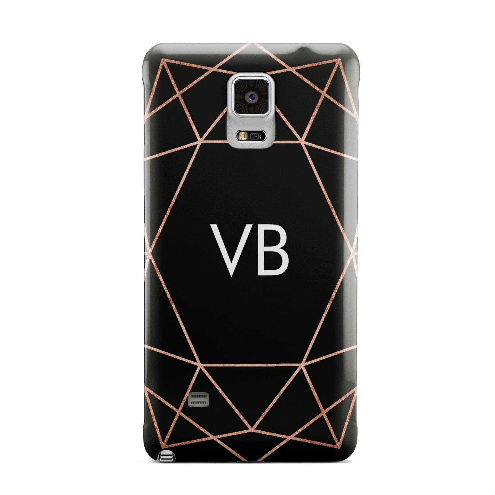 Personalised Black Rose Gold Initials Geometric Samsung Galaxy Note 4 Case