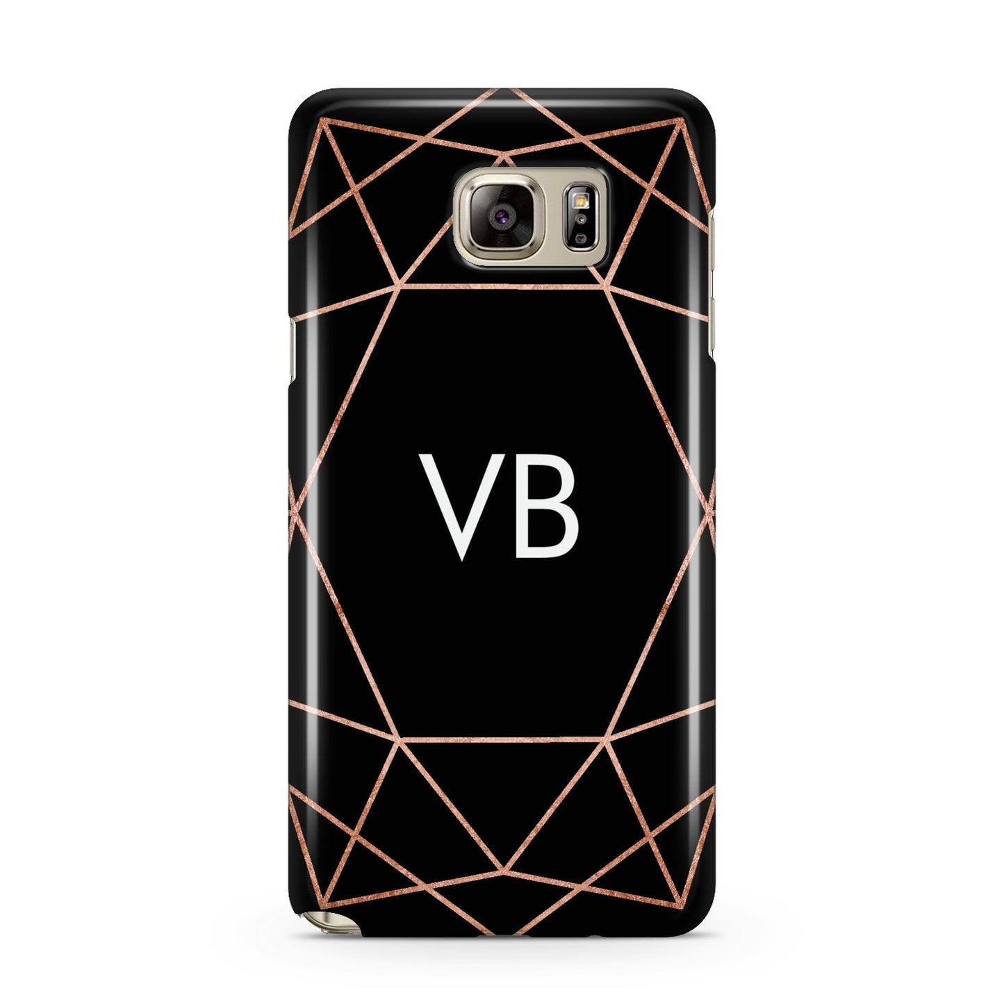 Personalised Black Rose Gold Initials Geometric Samsung Galaxy Note 5 Case