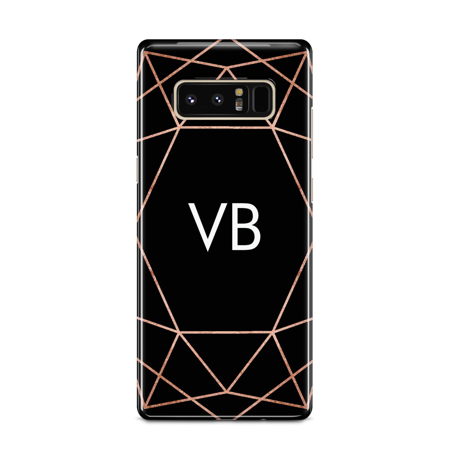 Personalised Black Rose Gold Initials Geometric Samsung Galaxy Note 8 Case