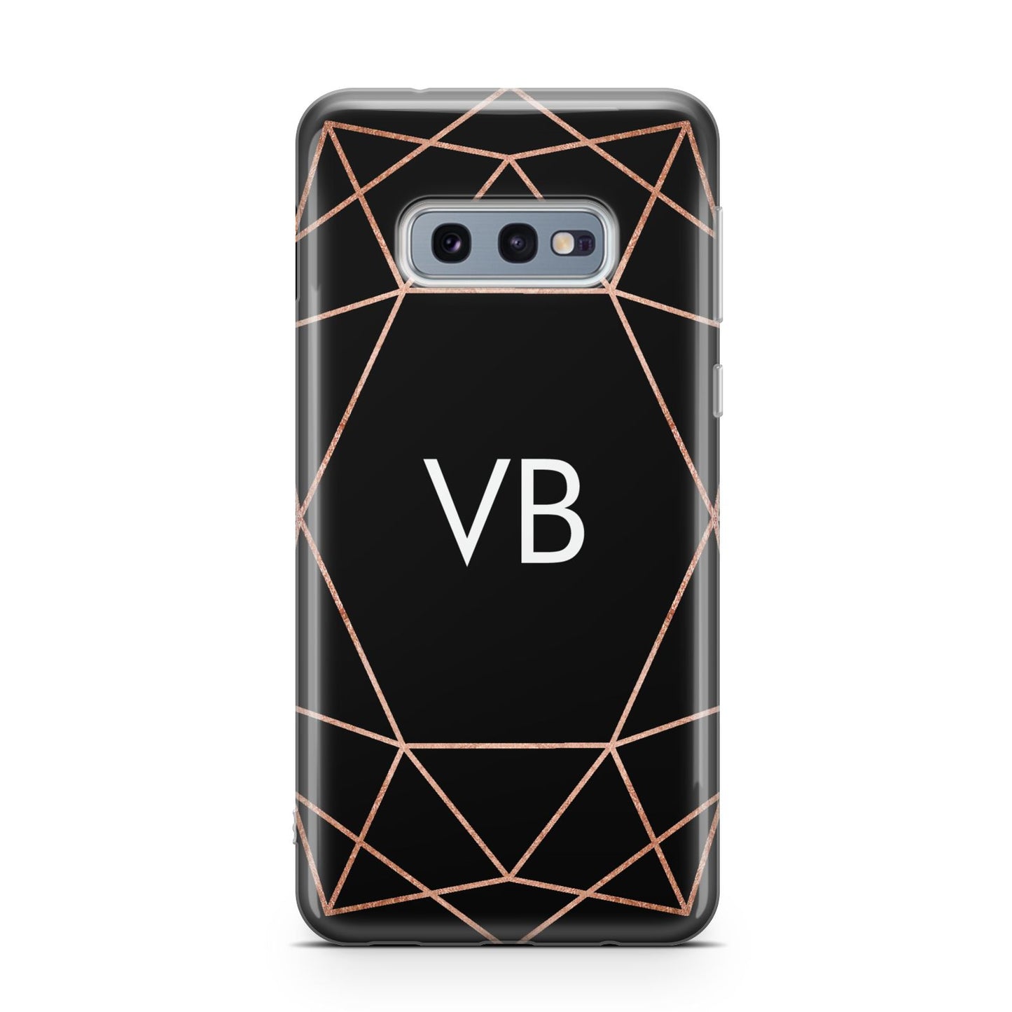 Personalised Black Rose Gold Initials Geometric Samsung Galaxy S10E Case