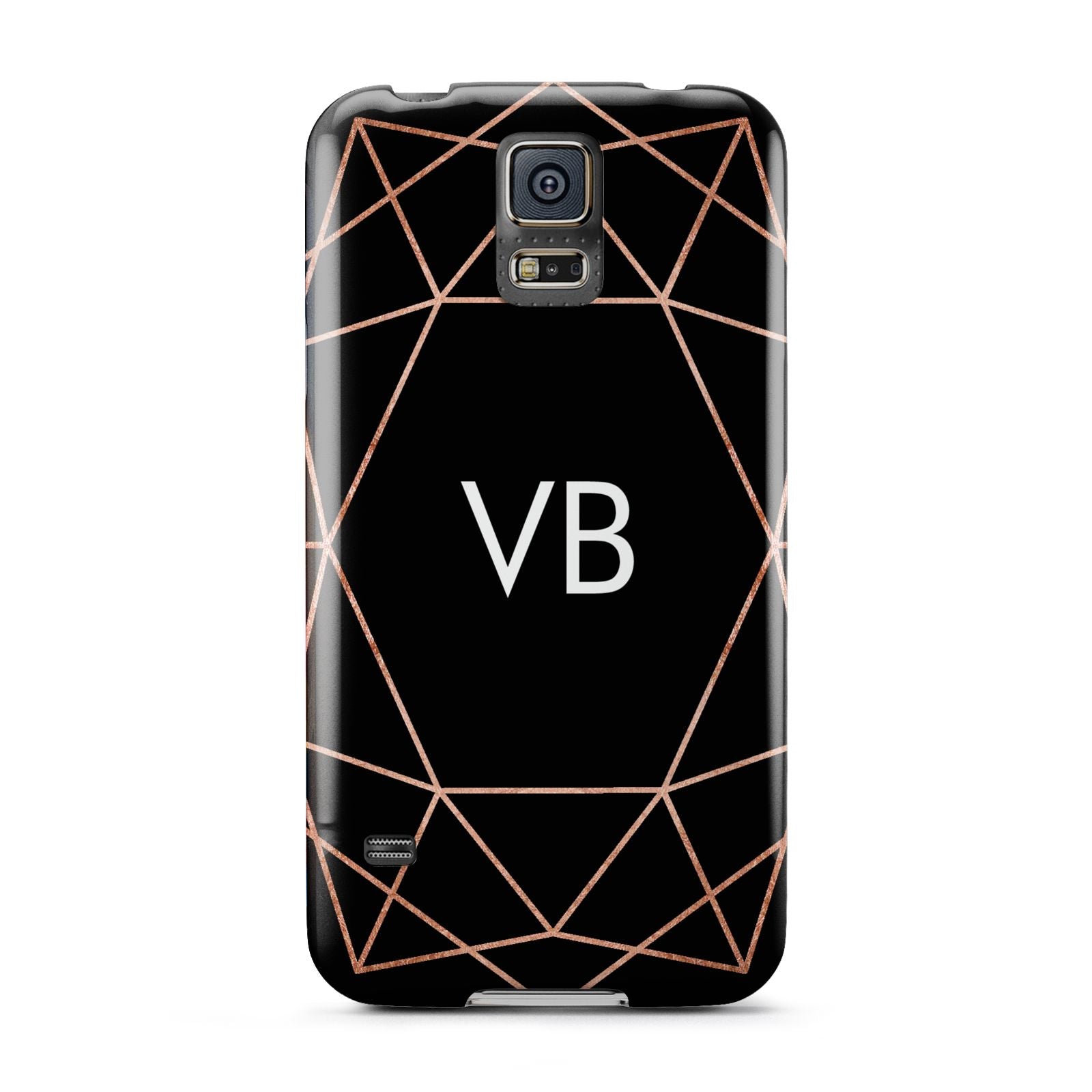 Personalised Black Rose Gold Initials Geometric Samsung Galaxy S5 Case