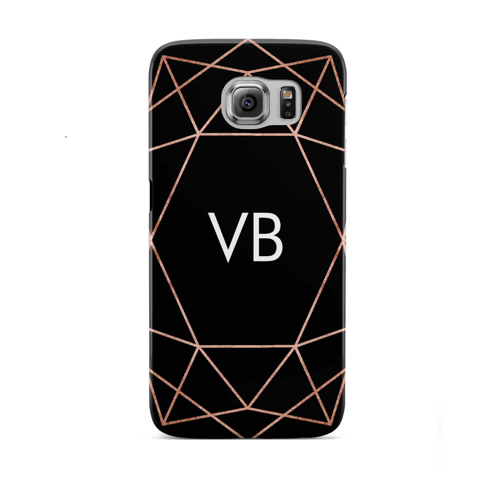 Personalised Black Rose Gold Initials Geometric Samsung Galaxy S6 Case