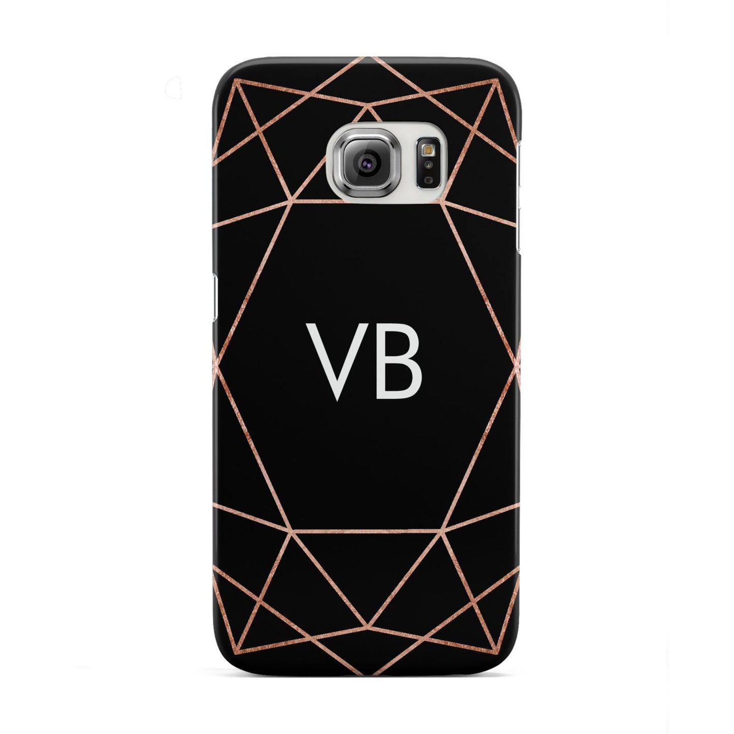 Personalised Black Rose Gold Initials Geometric Samsung Galaxy S6 Edge Case