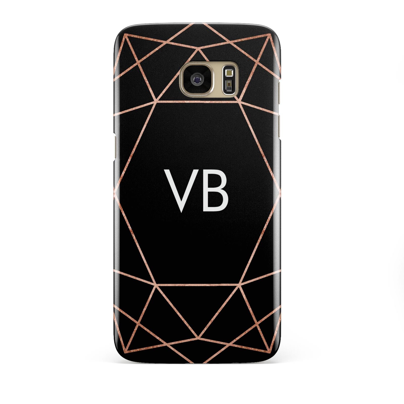 Personalised Black Rose Gold Initials Geometric Samsung Galaxy S7 Edge Case