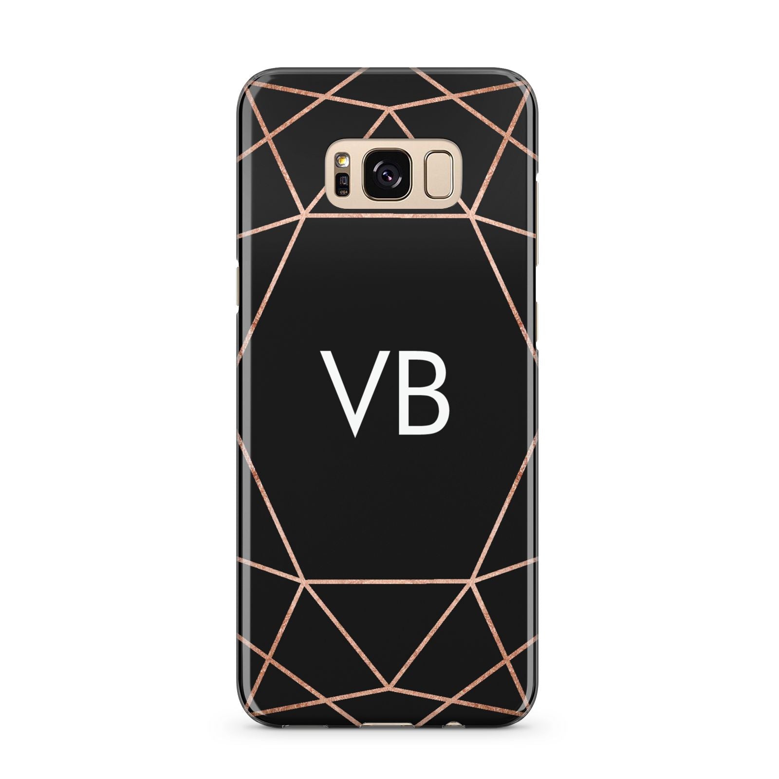 Personalised Black Rose Gold Initials Geometric Samsung Galaxy S8 Plus Case