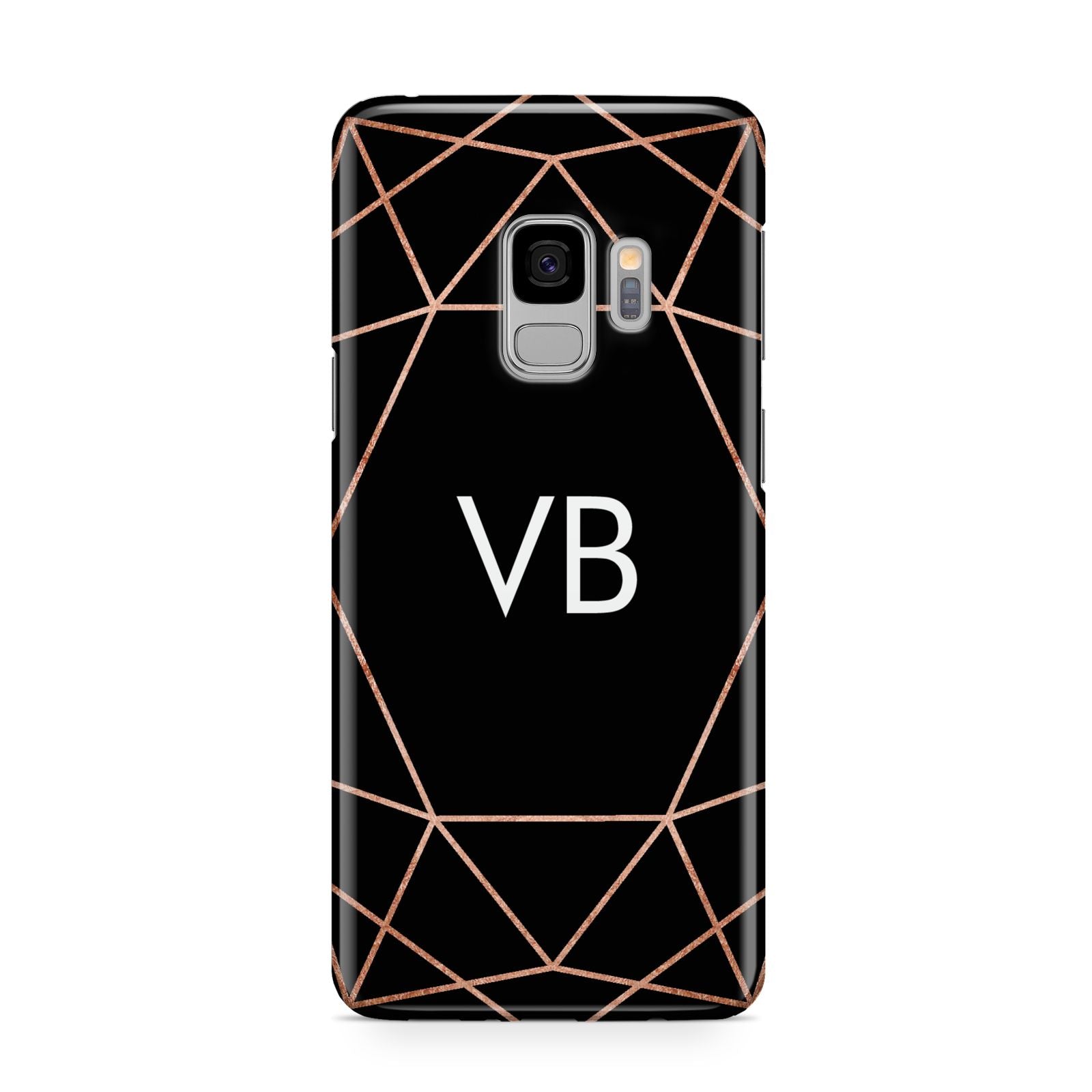 Personalised Black Rose Gold Initials Geometric Samsung Galaxy S9 Case