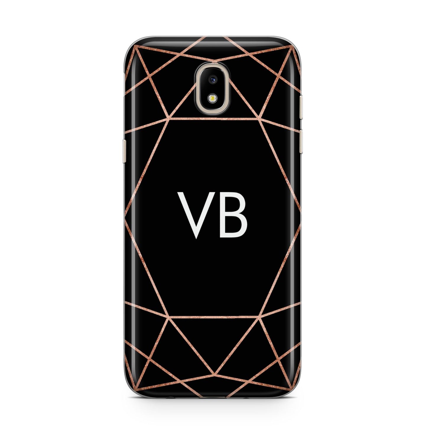 Personalised Black Rose Gold Initials Geometric Samsung J5 2017 Case