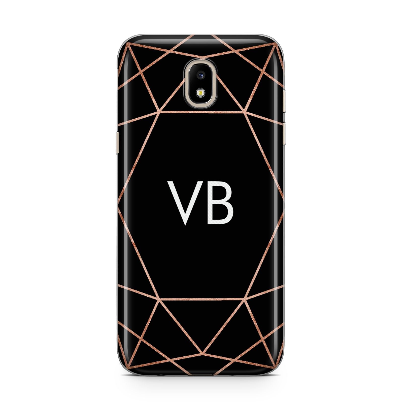 Personalised Black Rose Gold Initials Geometric Samsung J5 2017 Case