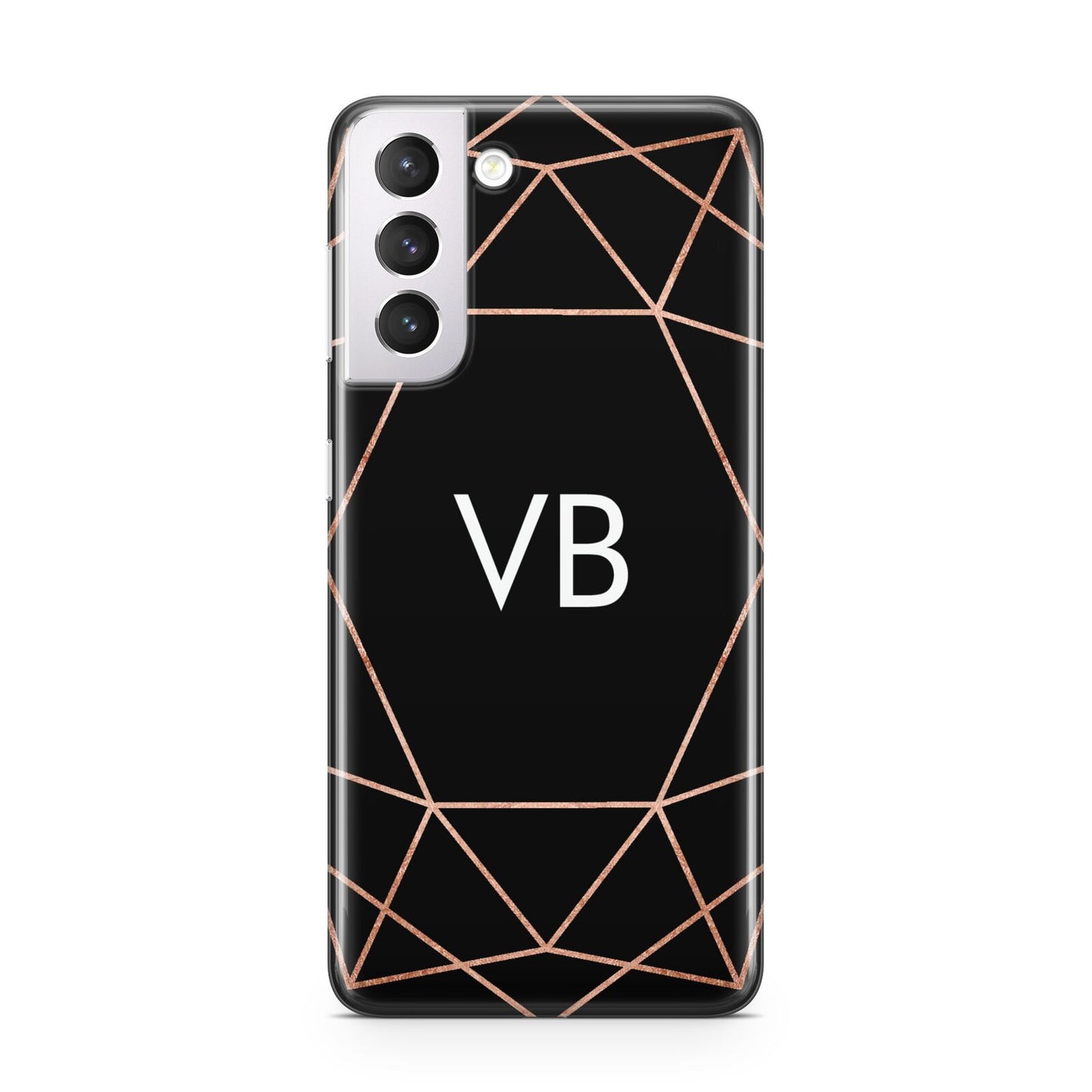 Personalised Black Rose Gold Initials Geometric Samsung S21 Case