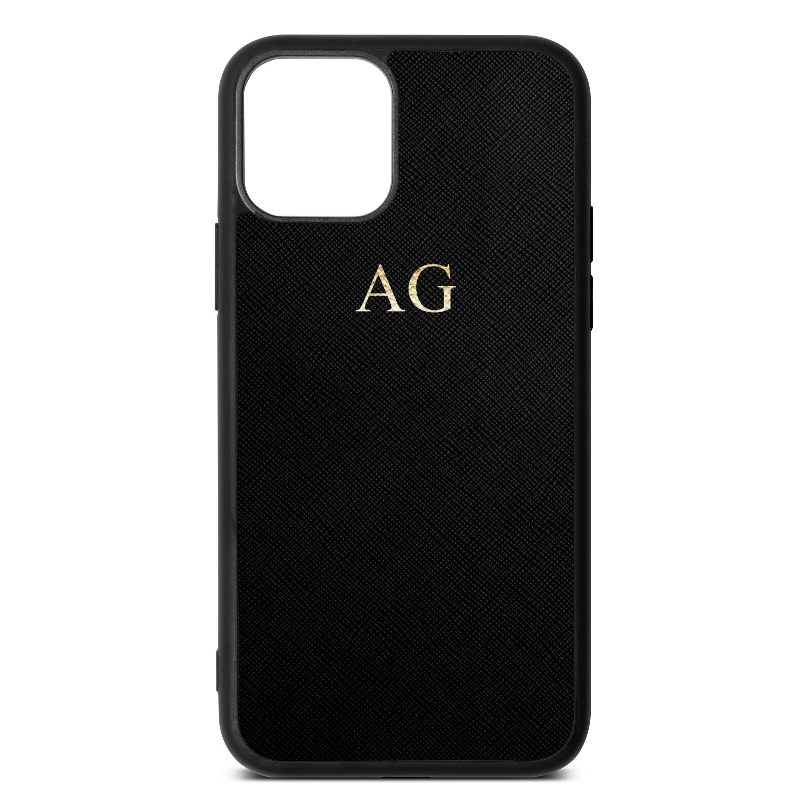 Personalised Black Saffiano Leather iPhone Case