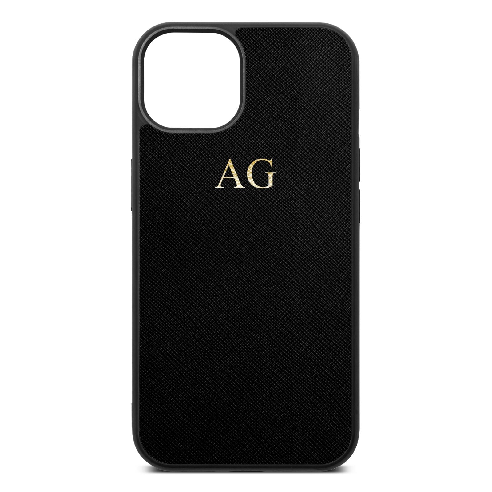 Personalised Black Saffiano Leather iPhone Case