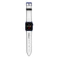 Personalised Black Script Name Heart Clear Apple Watch Strap with Blue Hardware