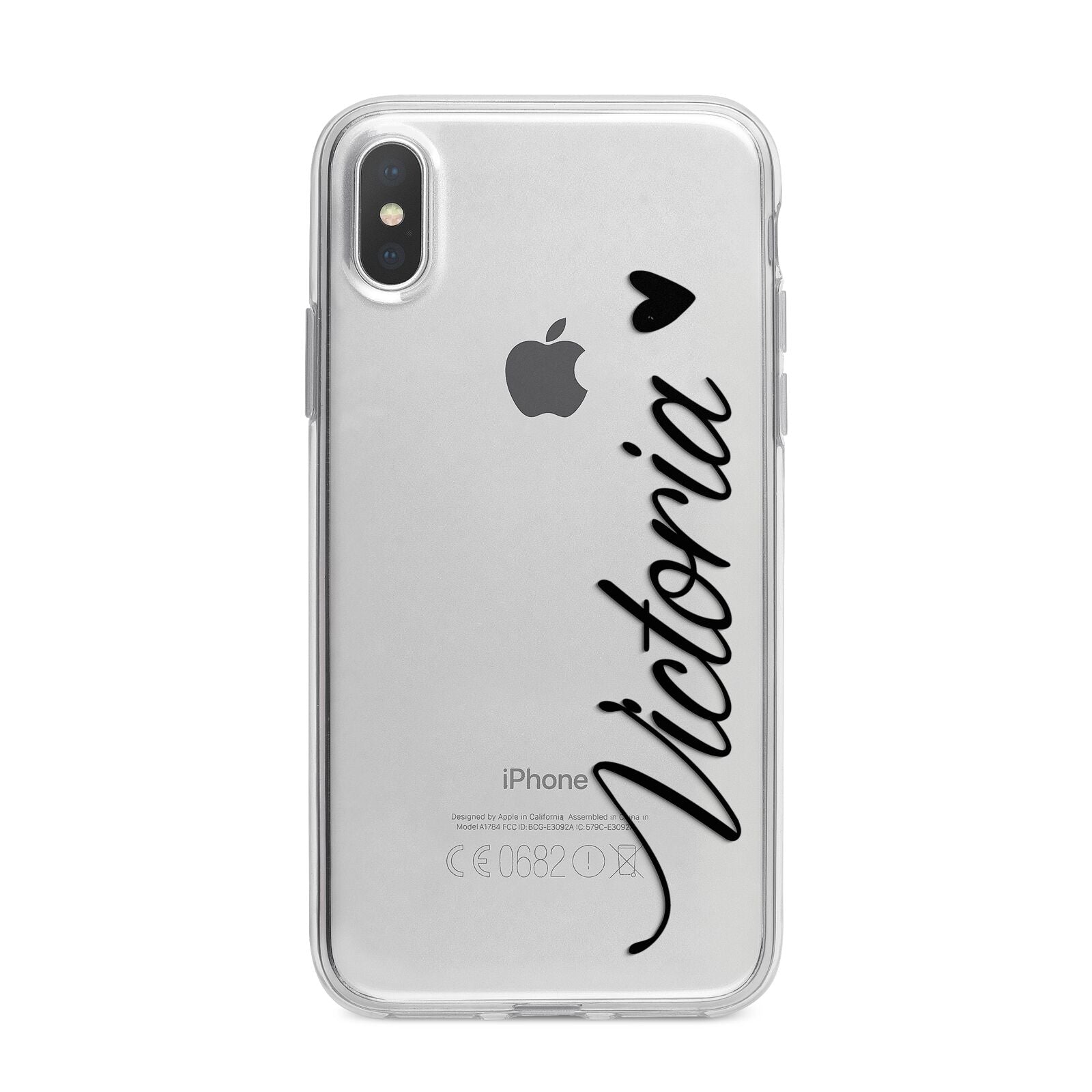Personalised Black Script Name & Heart Clear Apple iPhone Case | Dyefor
