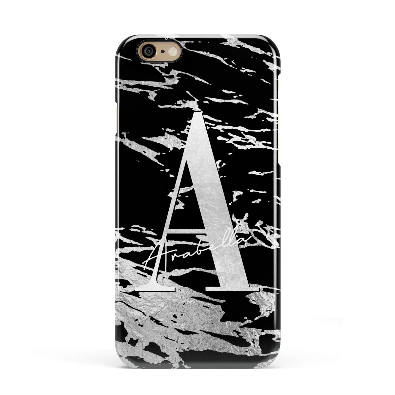 Personalised Black Silver Initial Apple iPhone 6 3D Snap Case