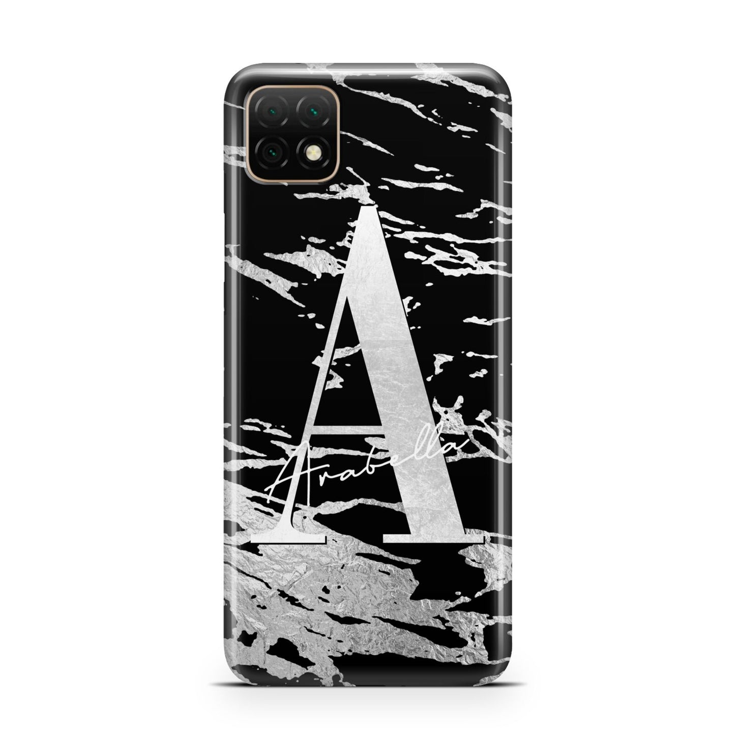 Personalised Black Silver Initial Huawei Enjoy 20 Phone Case