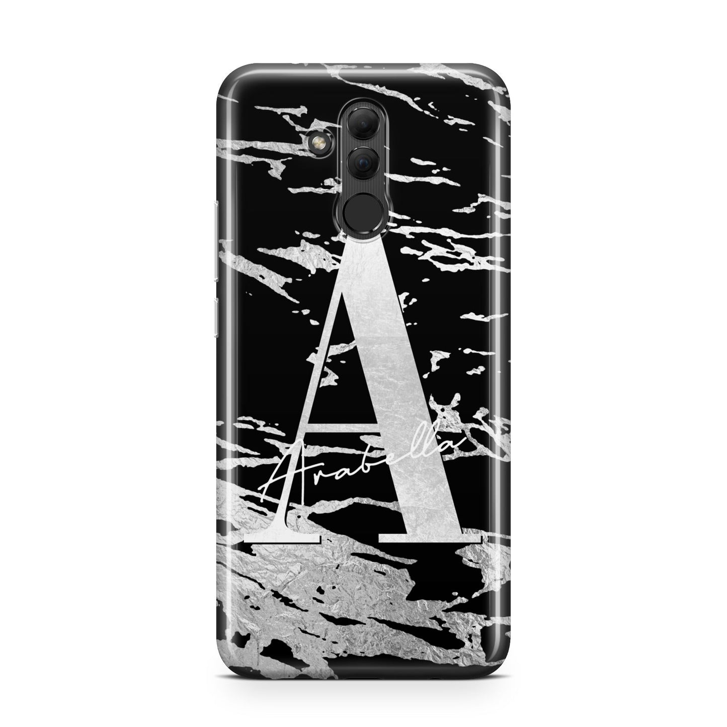 Personalised Black Silver Initial Huawei Mate 20 Lite