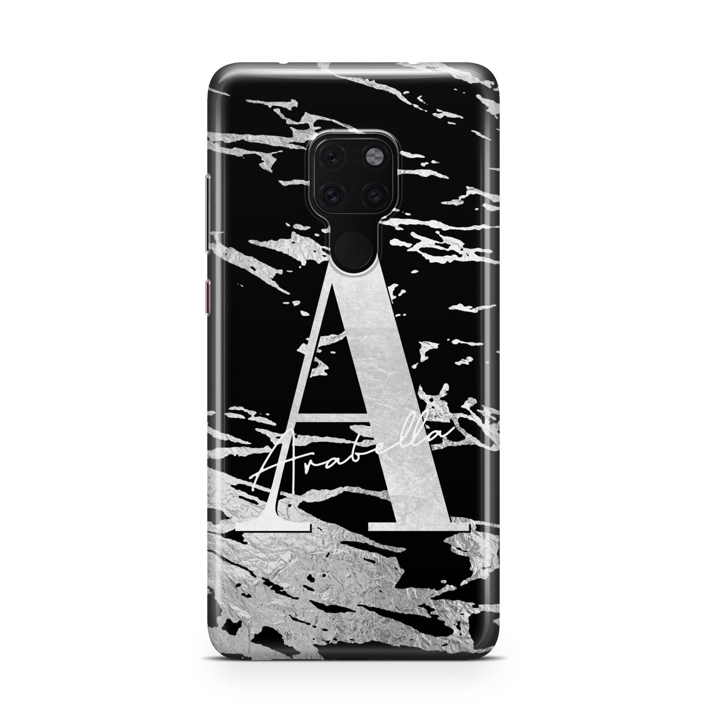 Personalised Black Silver Initial Huawei Mate 20 Phone Case