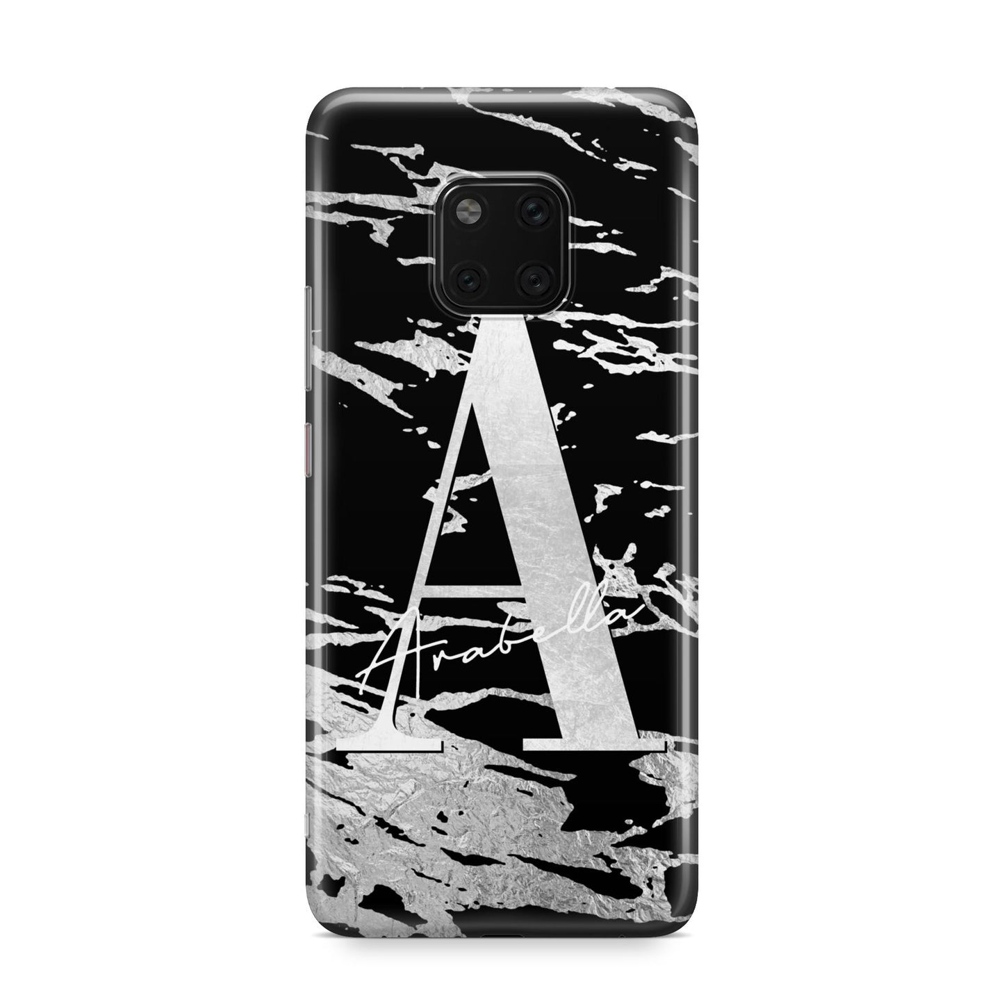 Personalised Black Silver Initial Huawei Mate 20 Pro Phone Case