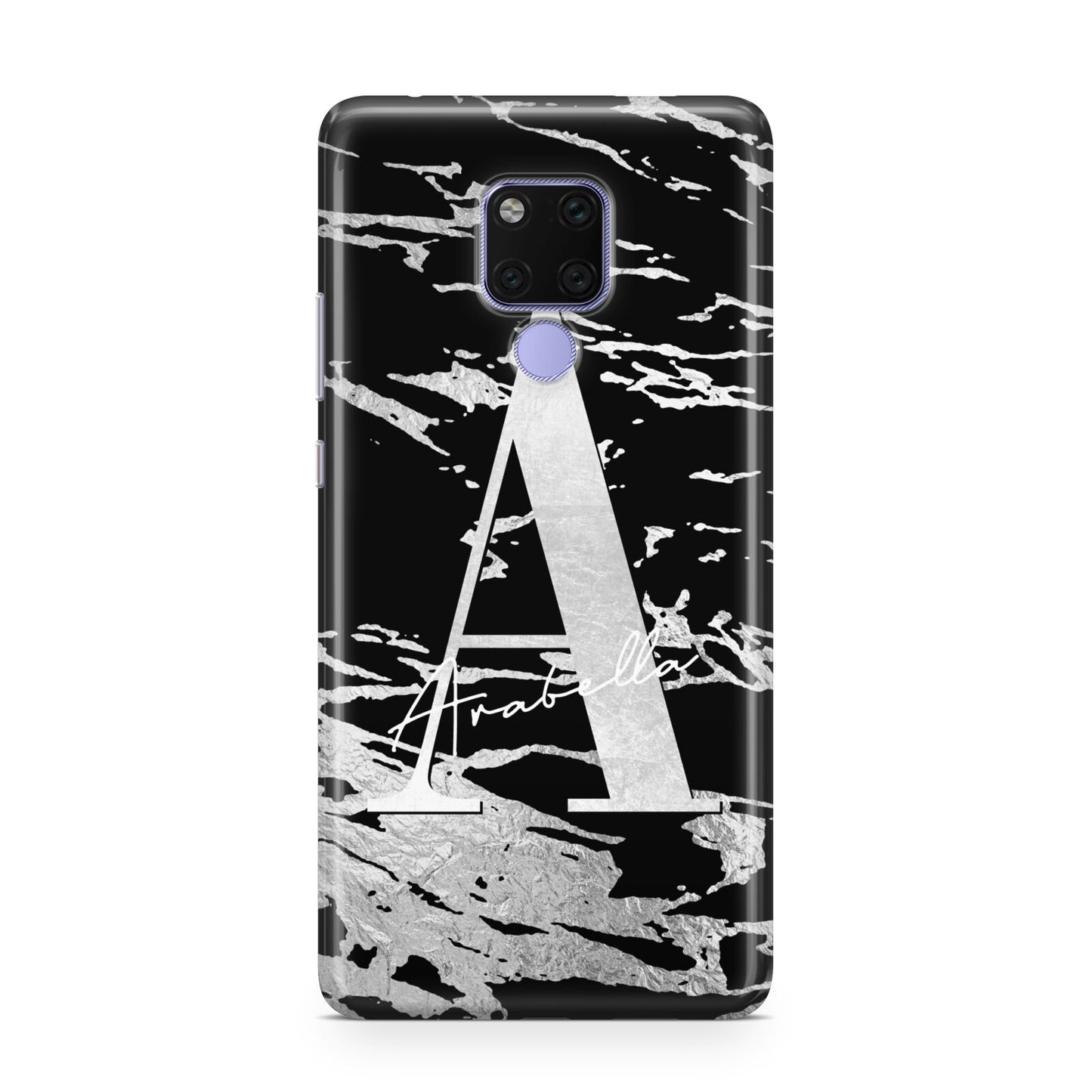 Personalised Black Silver Initial Huawei Mate 20X Phone Case