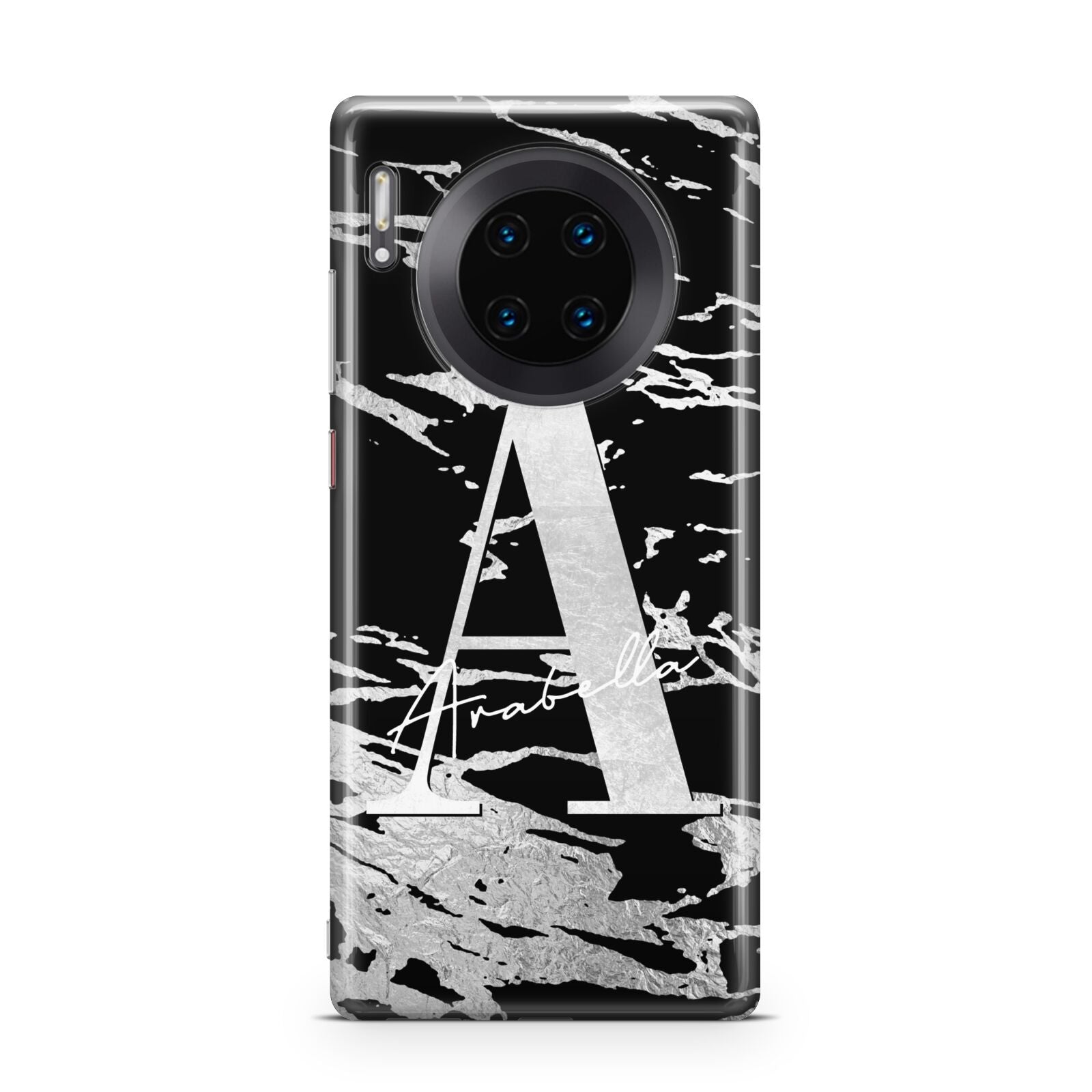 Personalised Black Silver Initial Huawei Mate 30 Pro Phone Case