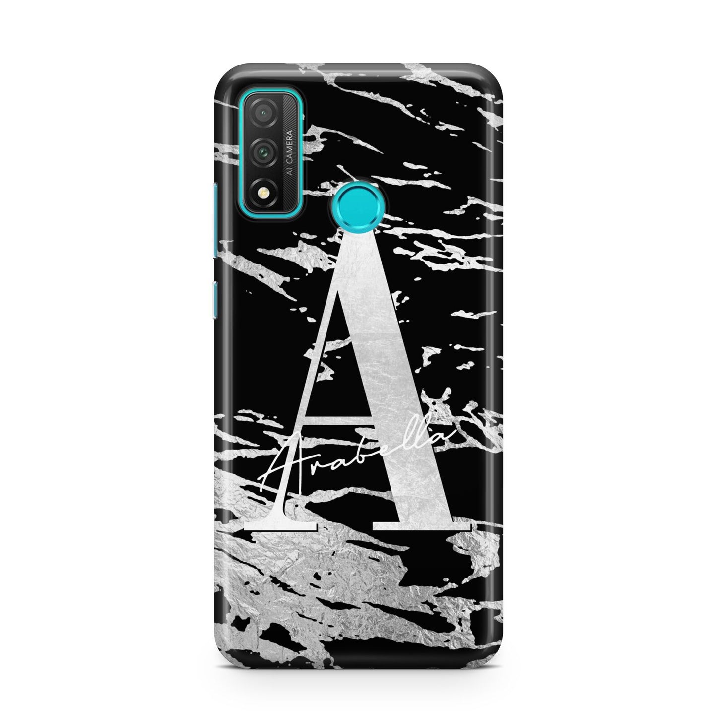 Personalised Black Silver Initial Huawei P Smart 2020