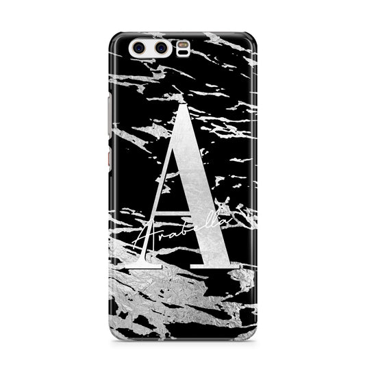 Personalised Black Silver Initial Huawei P10 Phone Case