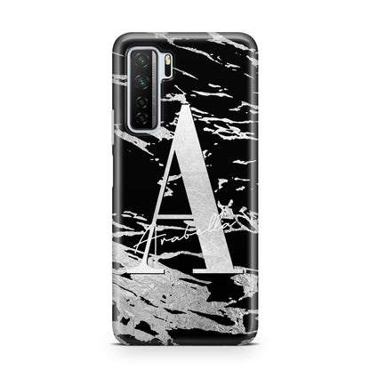 Personalised Black Silver Initial Huawei P40 Lite 5G Phone Case