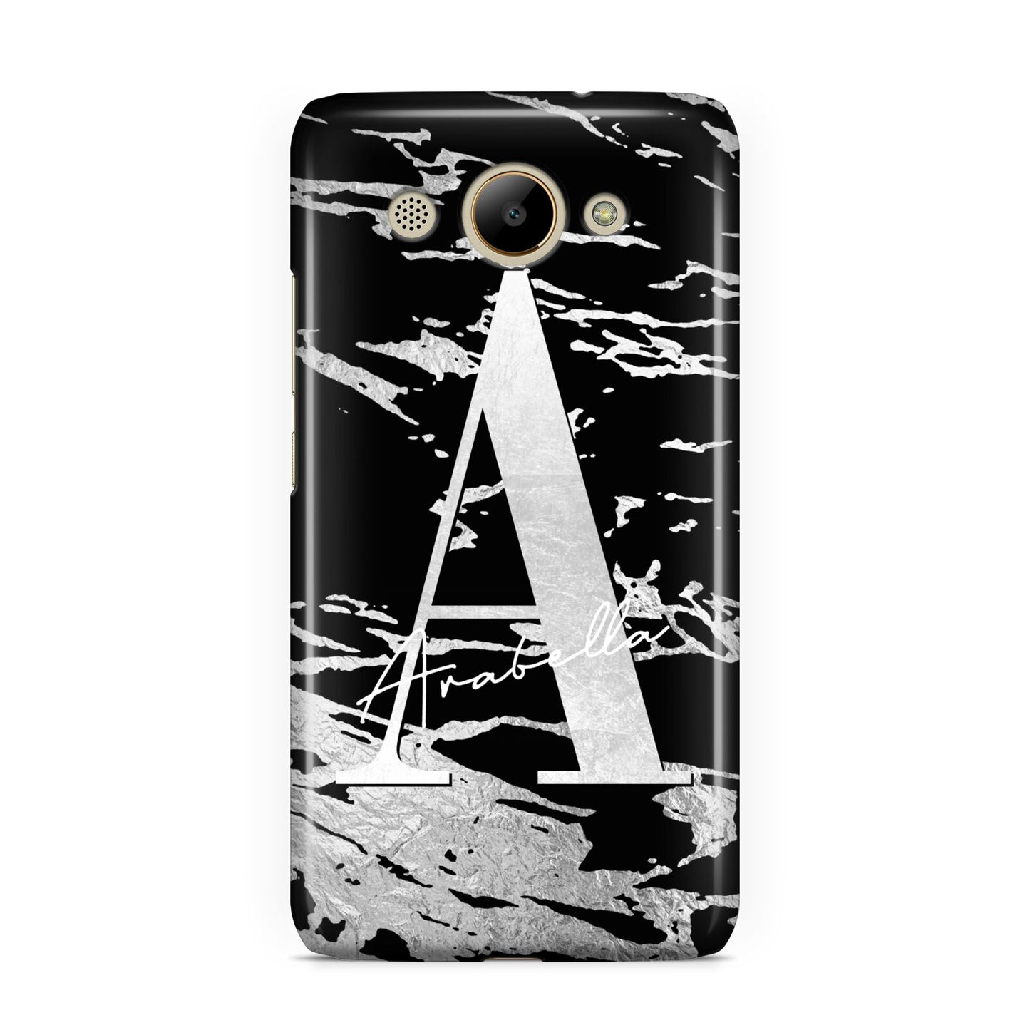 Personalised Black Silver Initial Huawei Y3 2017