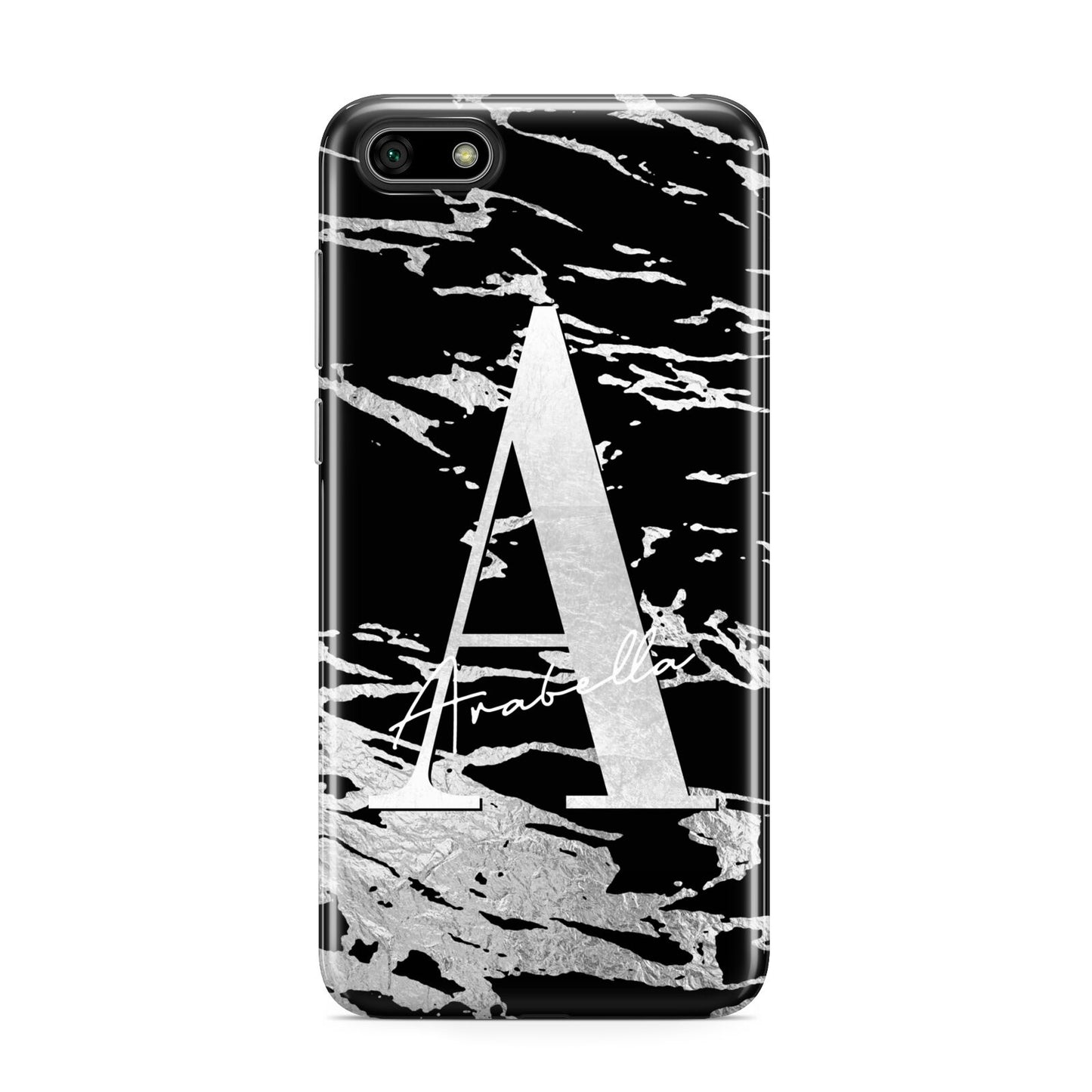 Personalised Black Silver Initial Huawei Y5 Prime 2018 Phone Case