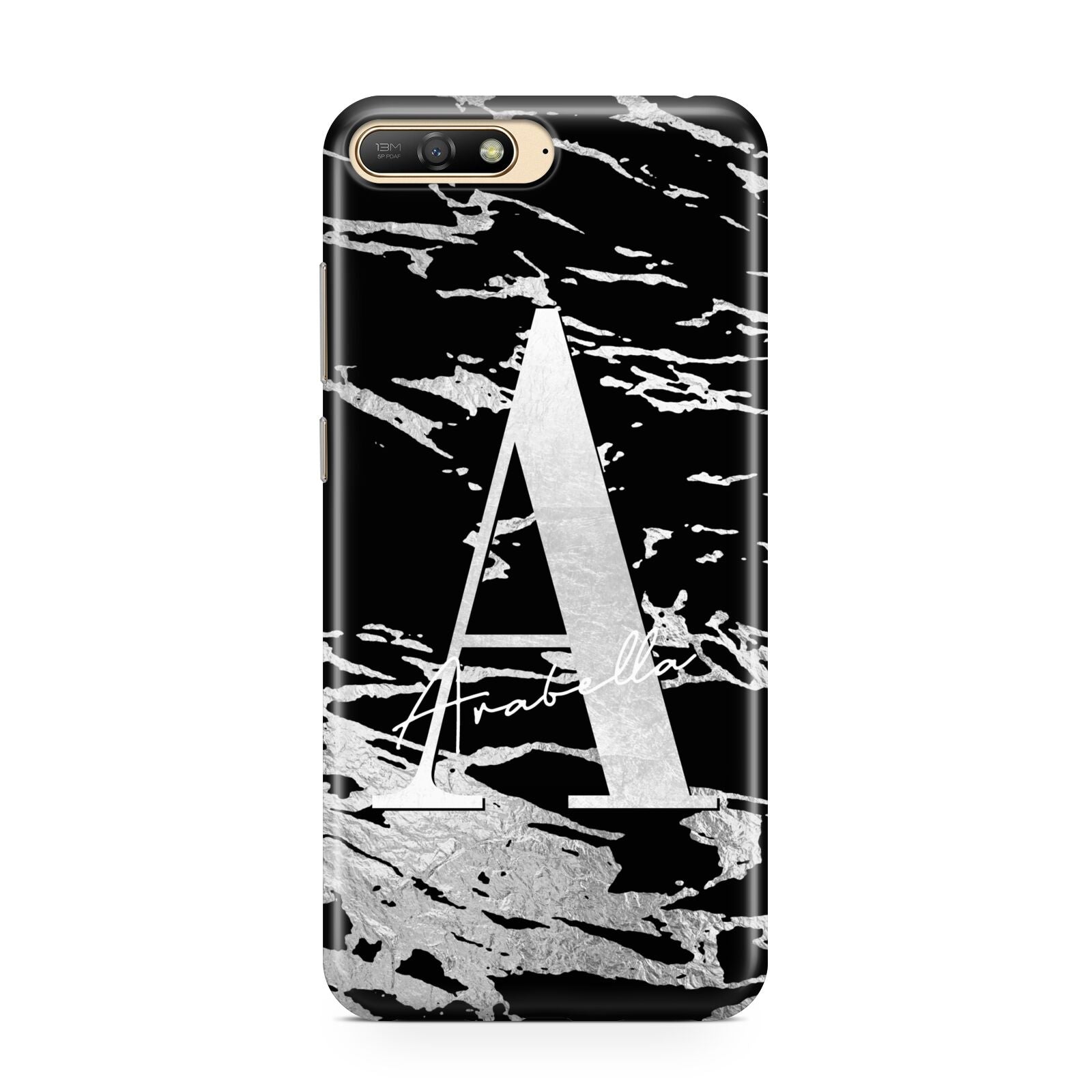 Personalised Black Silver Initial Huawei Y6 2018