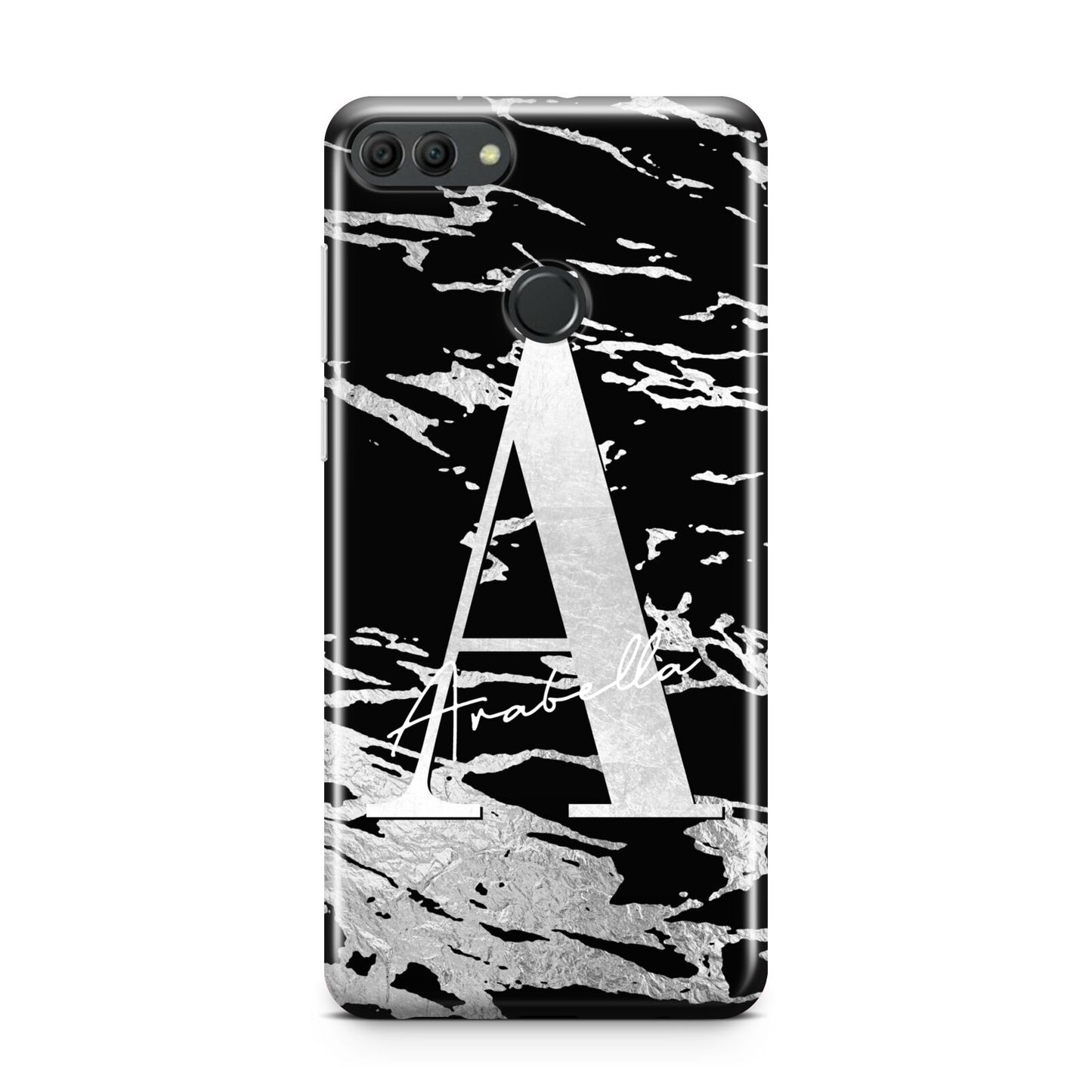 Personalised Black Silver Initial Huawei Y9 2018