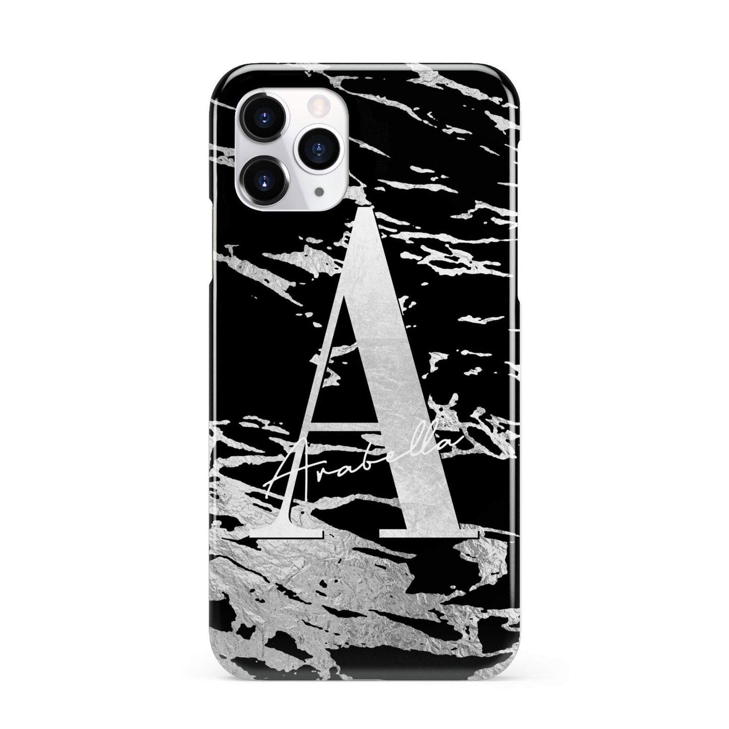 Personalised Black Silver Initial iPhone 11 Pro 3D Snap Case