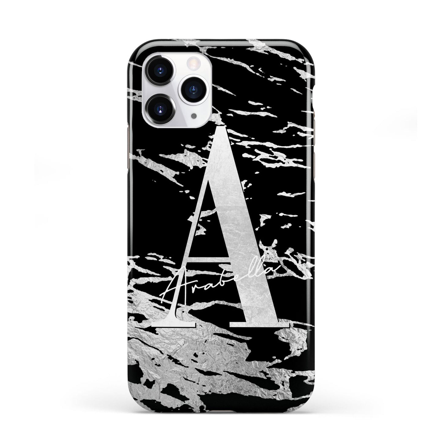 Personalised Black Silver Initial iPhone 11 Pro 3D Tough Case