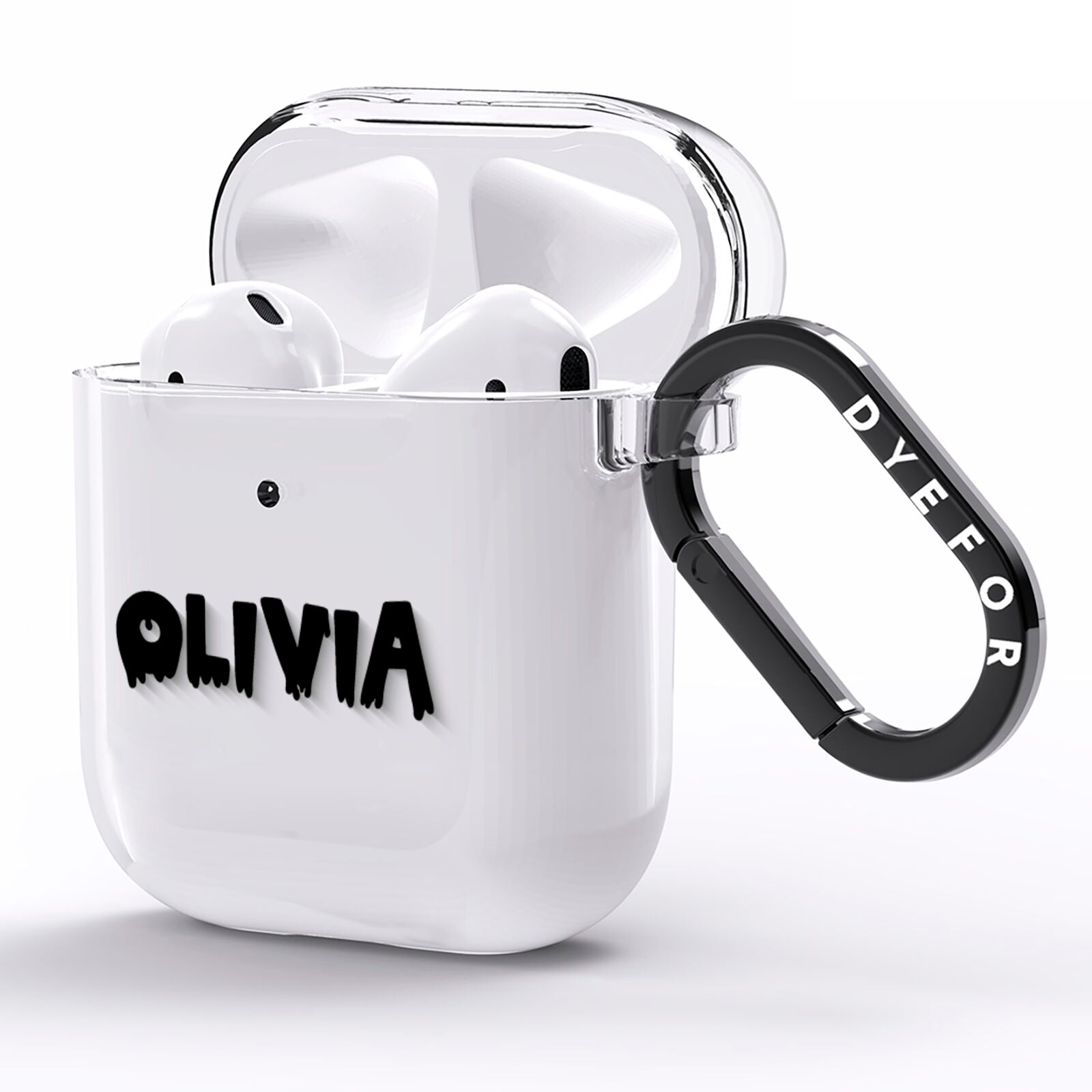 Personalised Black Slime Text AirPods Clear Case Side Image