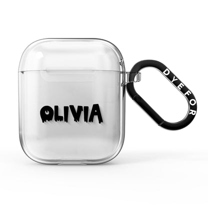 Personalised Black Slime Text AirPods Clear Case