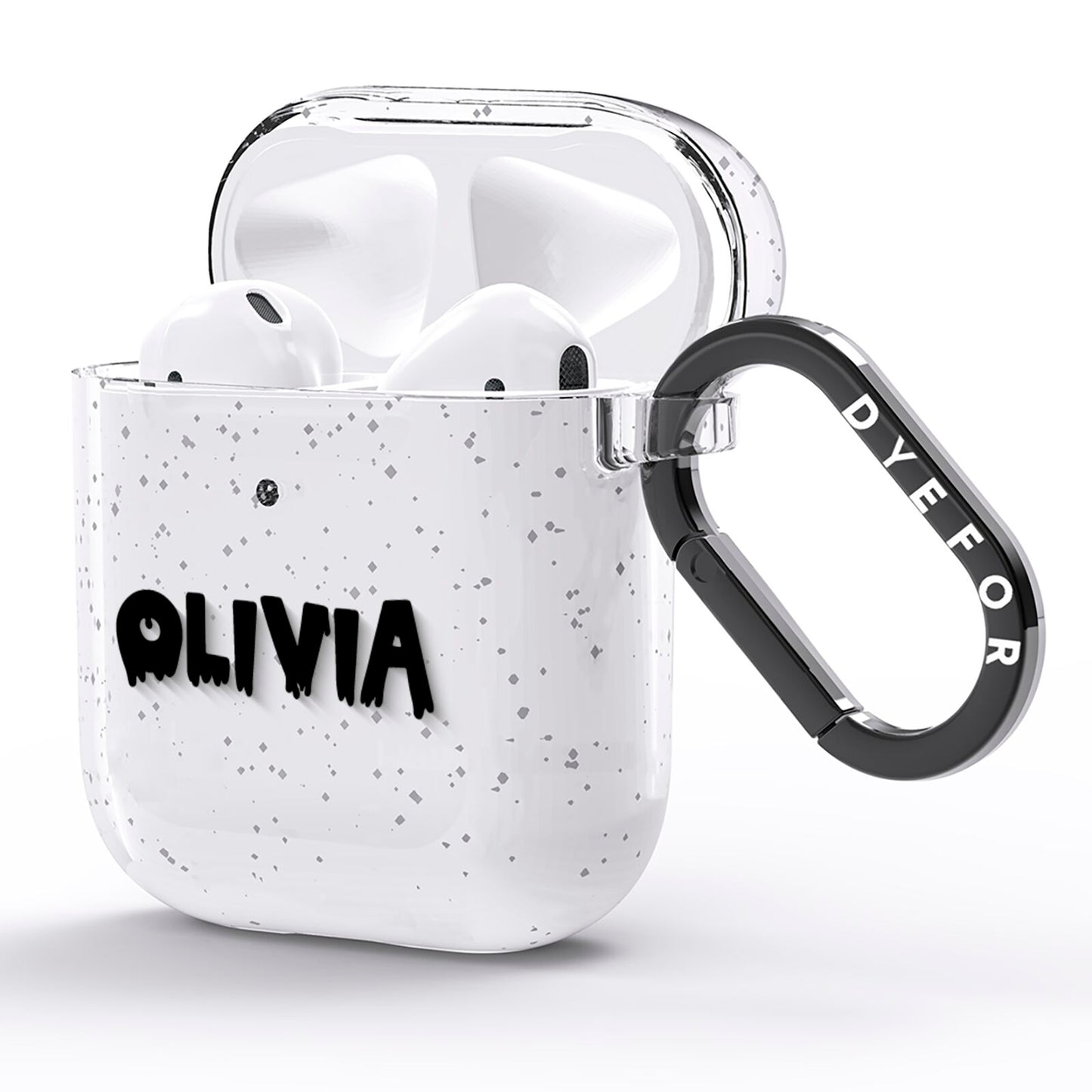 Personalised Black Slime Text AirPods Glitter Case Side Image